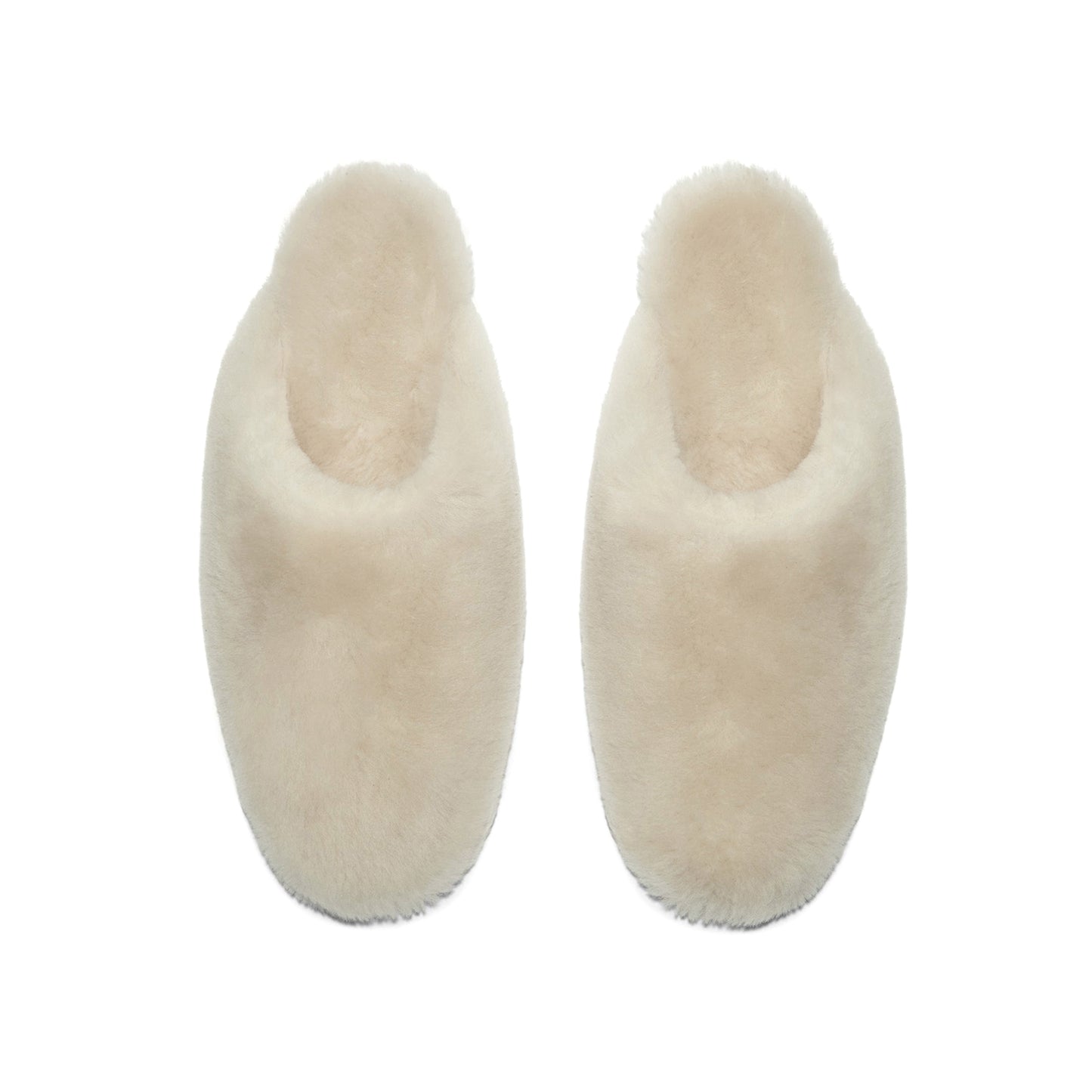 Cream Plush Square-Toe Slip-On Backless Slippers Flats