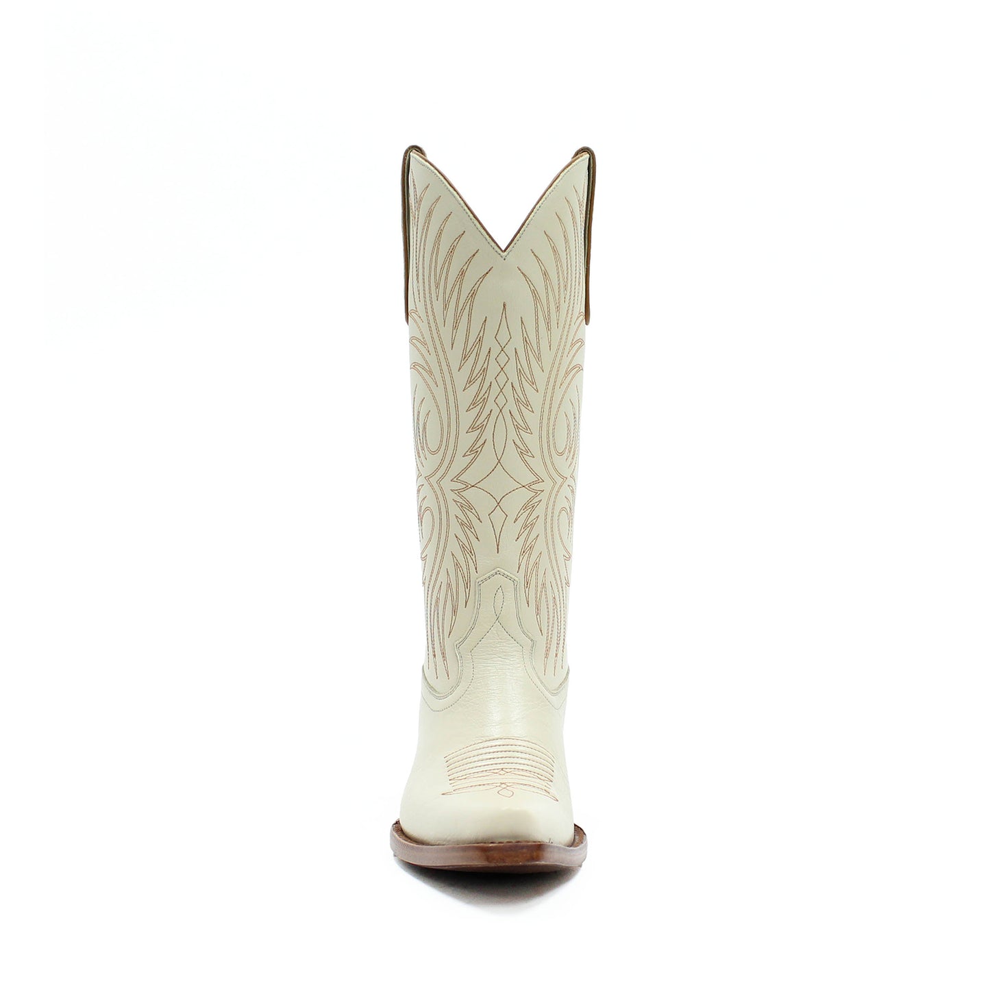 Bone Snip-Toe Western Embroidery Mid Calf Cowgirl Boots