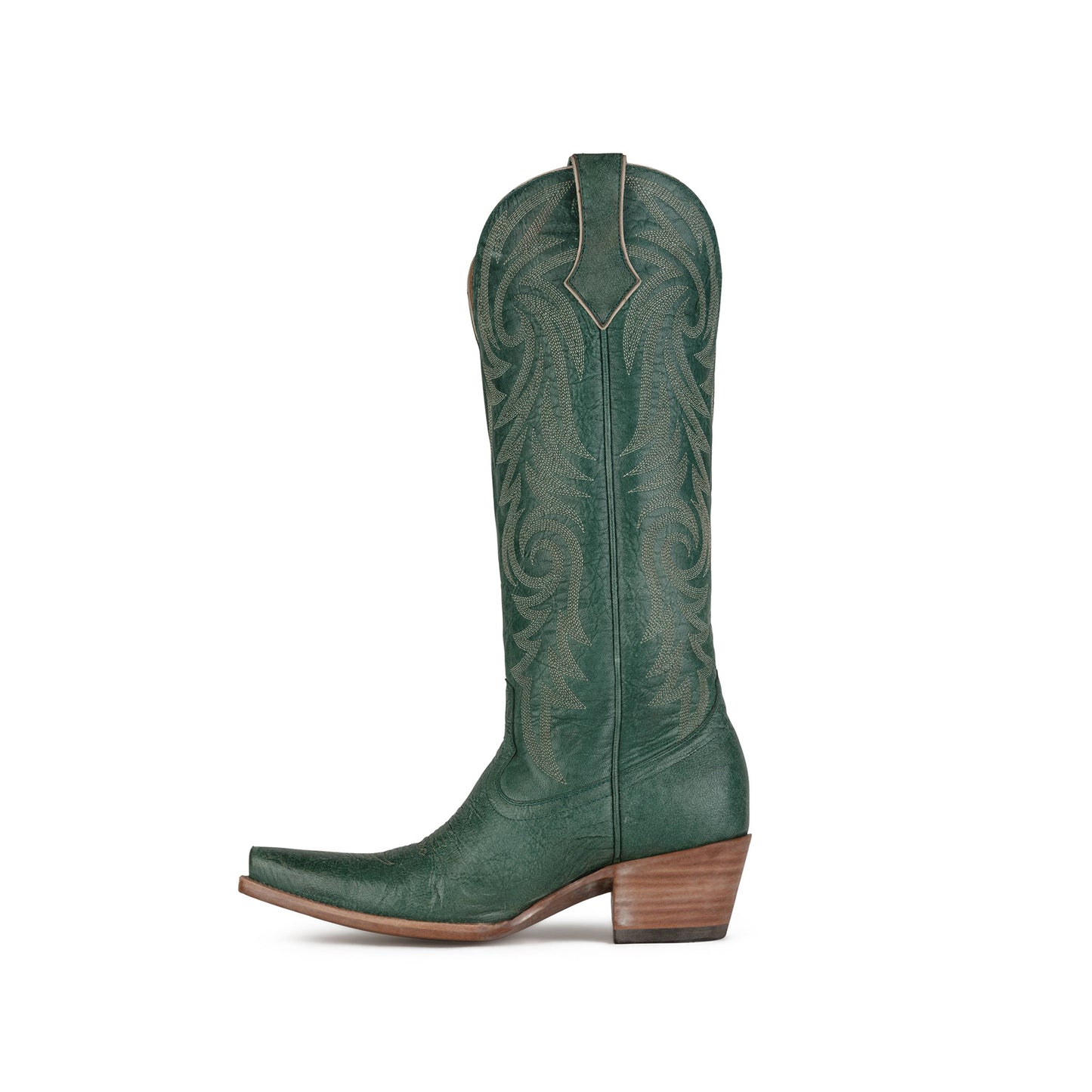Teal Snip-Toe Western Embroidery Classic Wide Calf Knee High Cowgirl Boots