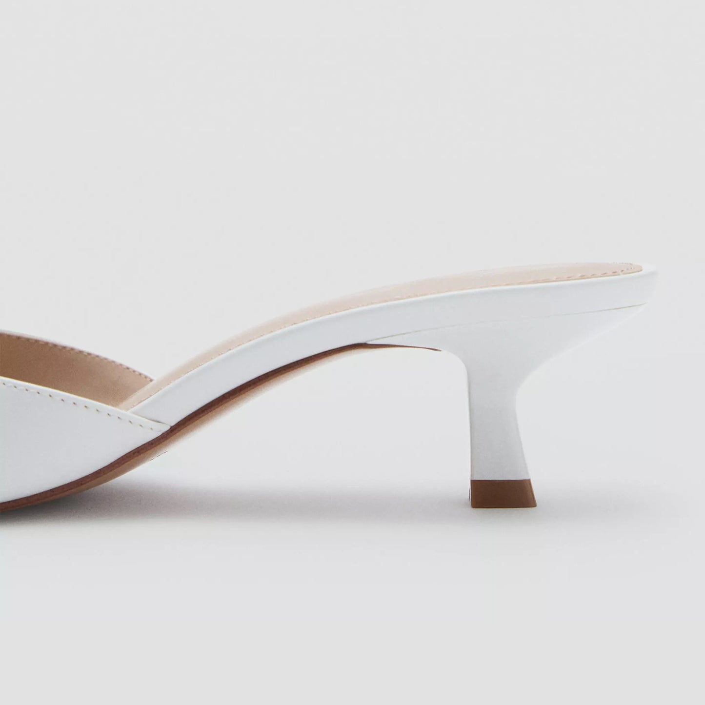 Patent White Square-Toe Front Chic Bow Slip-On Backless Kitten Heels