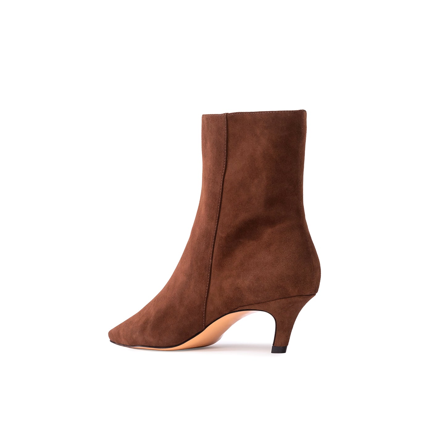 Brown Faux Suede Pointed-Toe Simple Short Ankle Heel Boots