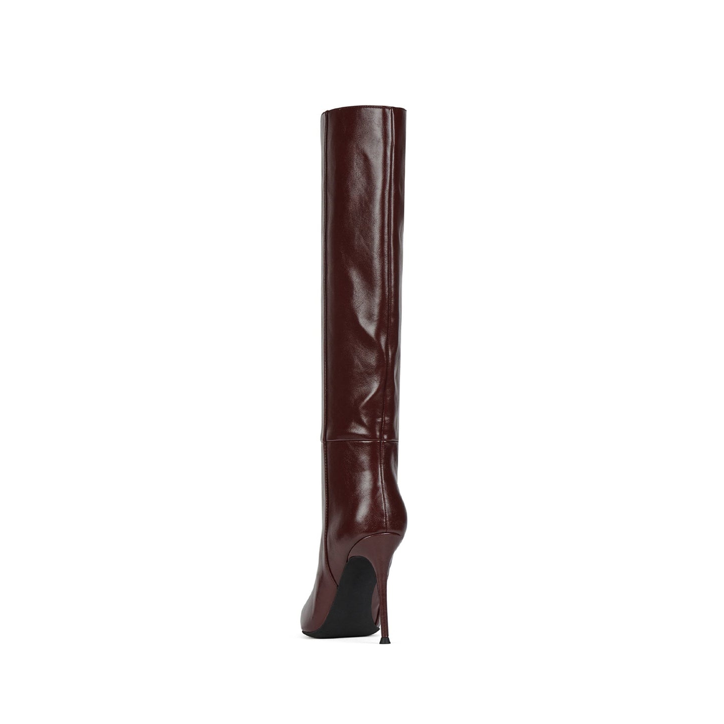 Wine Red Pointed-Toe Sleek Chic Wide Calf Knee High Stiletto Boots