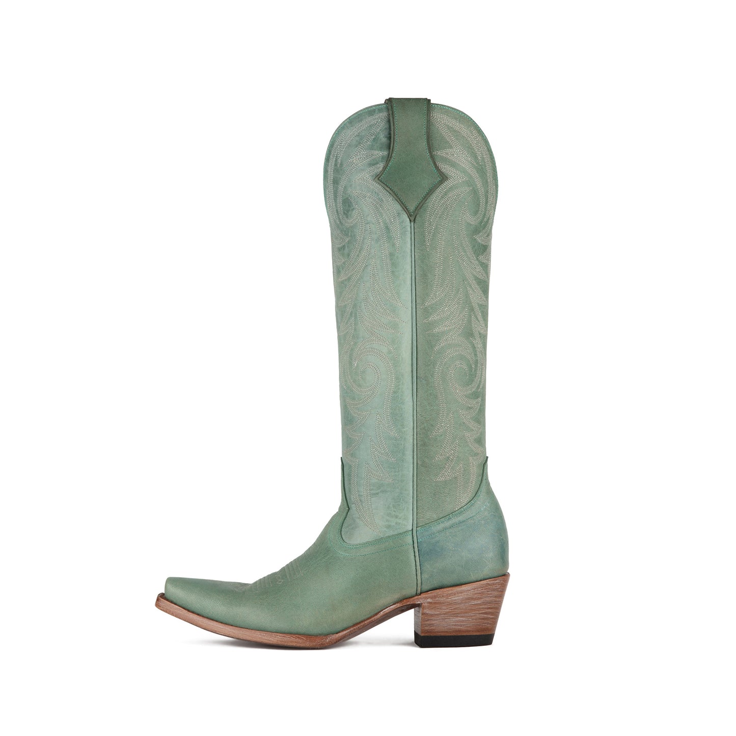 Aqua Snip-Toe Western Embroidery Classic Wide Calf Knee High Cowgirl Boots