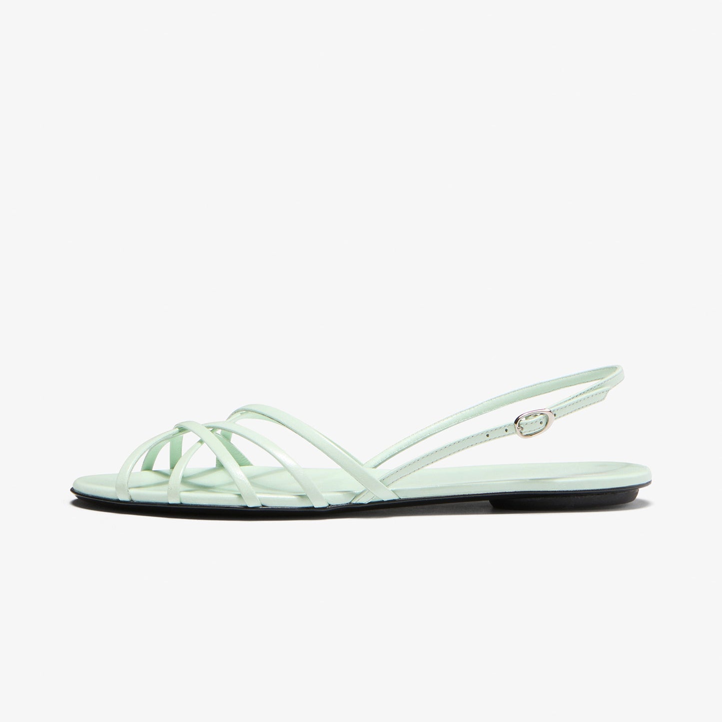 Mint Green Round-Toe Strappy And Slingback Sandals Flats