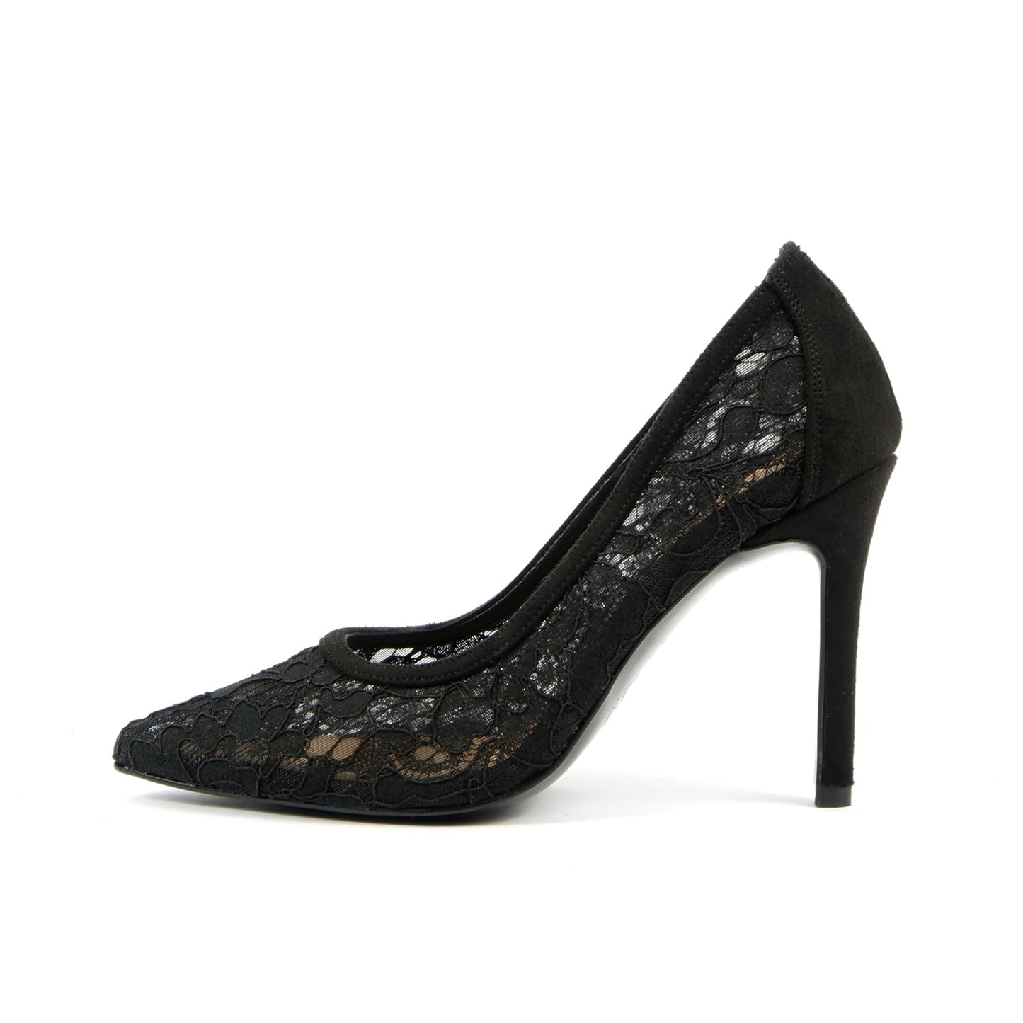 Black Lace Mesh Pointed-Toe Slip-On Classic Pumps High Heels