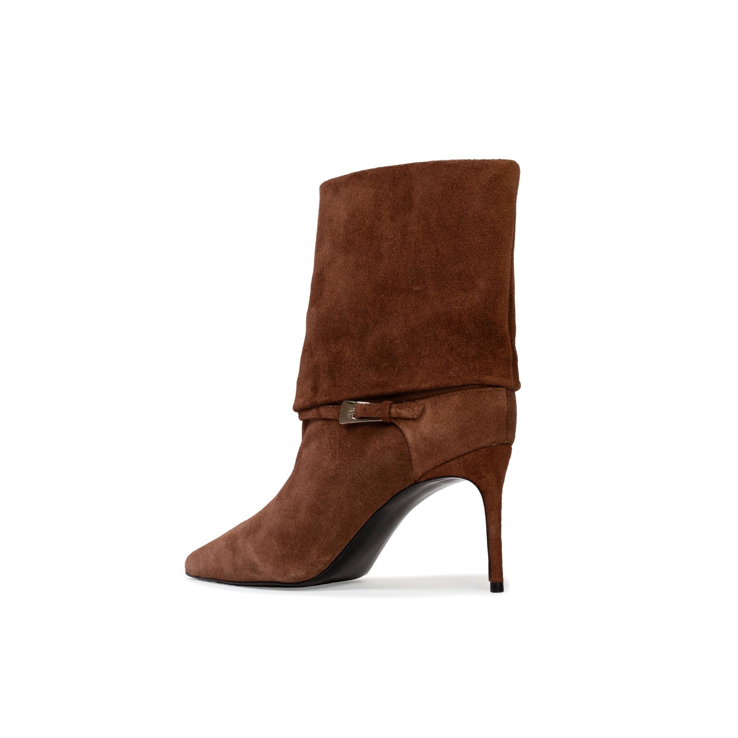 Brown Faux Suede Pointed-Toe Short Ankle High Stiletto Heel Boots