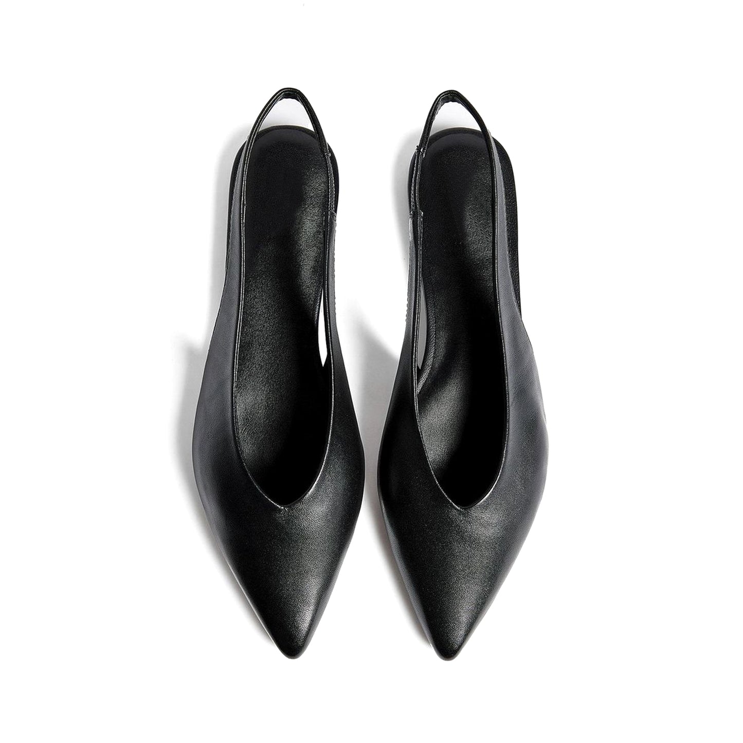 Black Pointed-Toe Classic Slip-On Slingback Flats