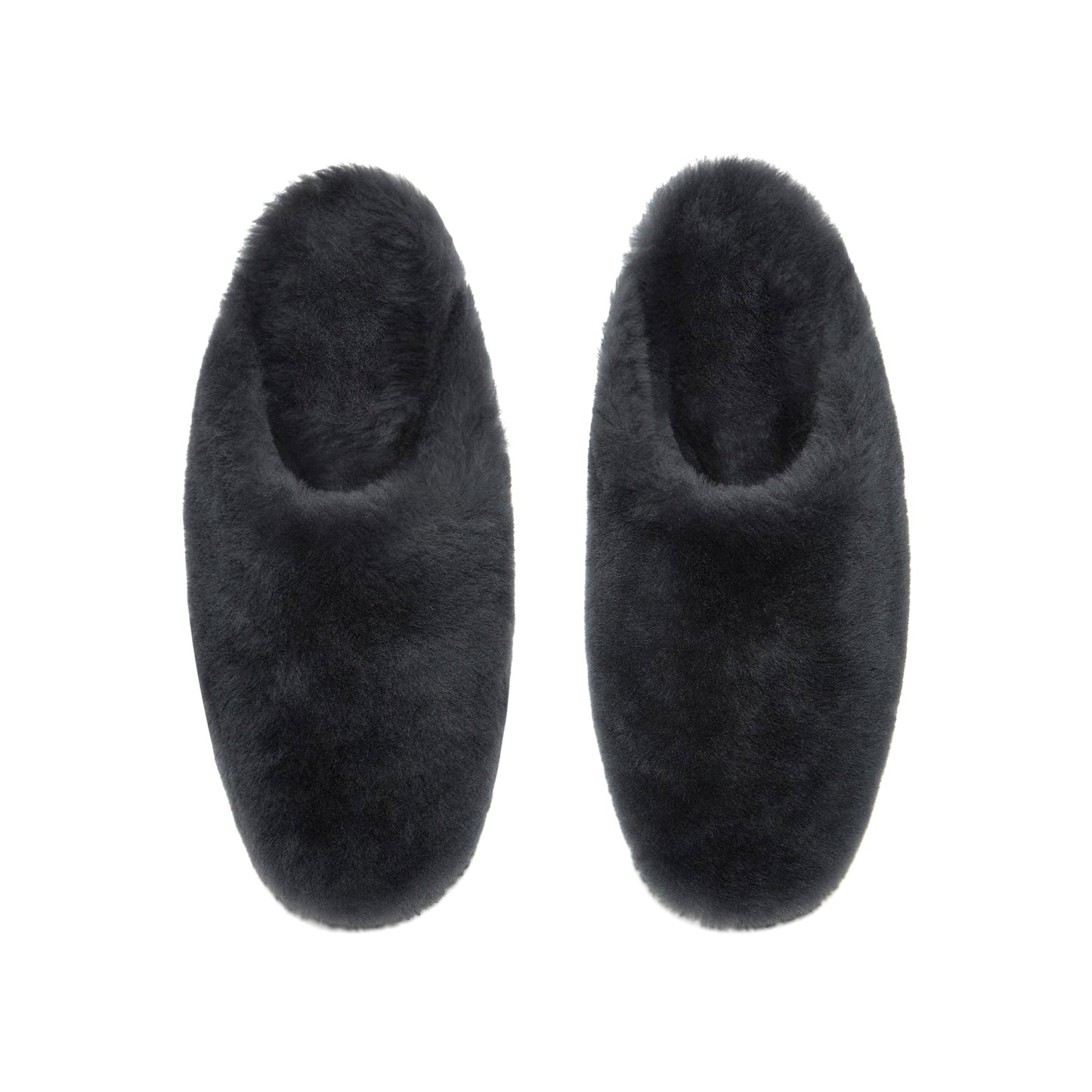 Charcoal Plush Square-Toe Slip-On Backless Slippers Flats