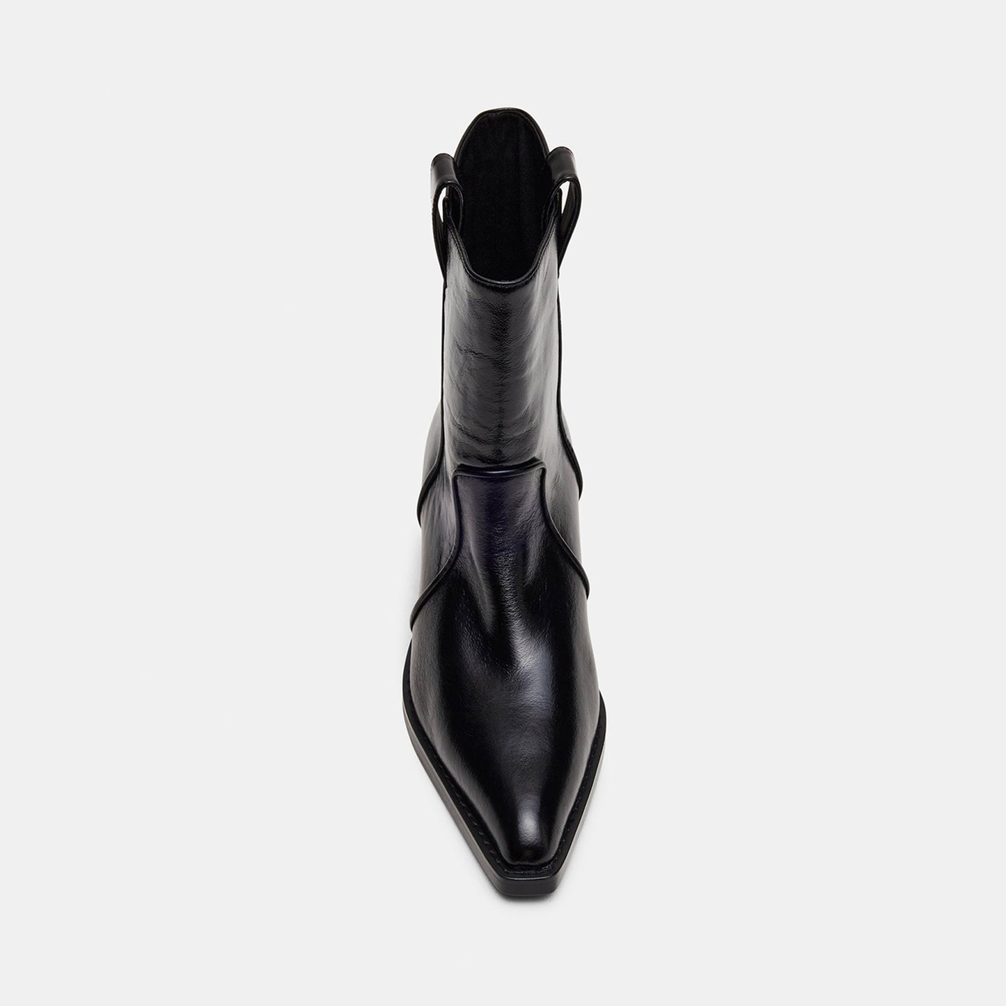 Black Snip-Toe Chic Slip-On Ankle Cowgirl Boots