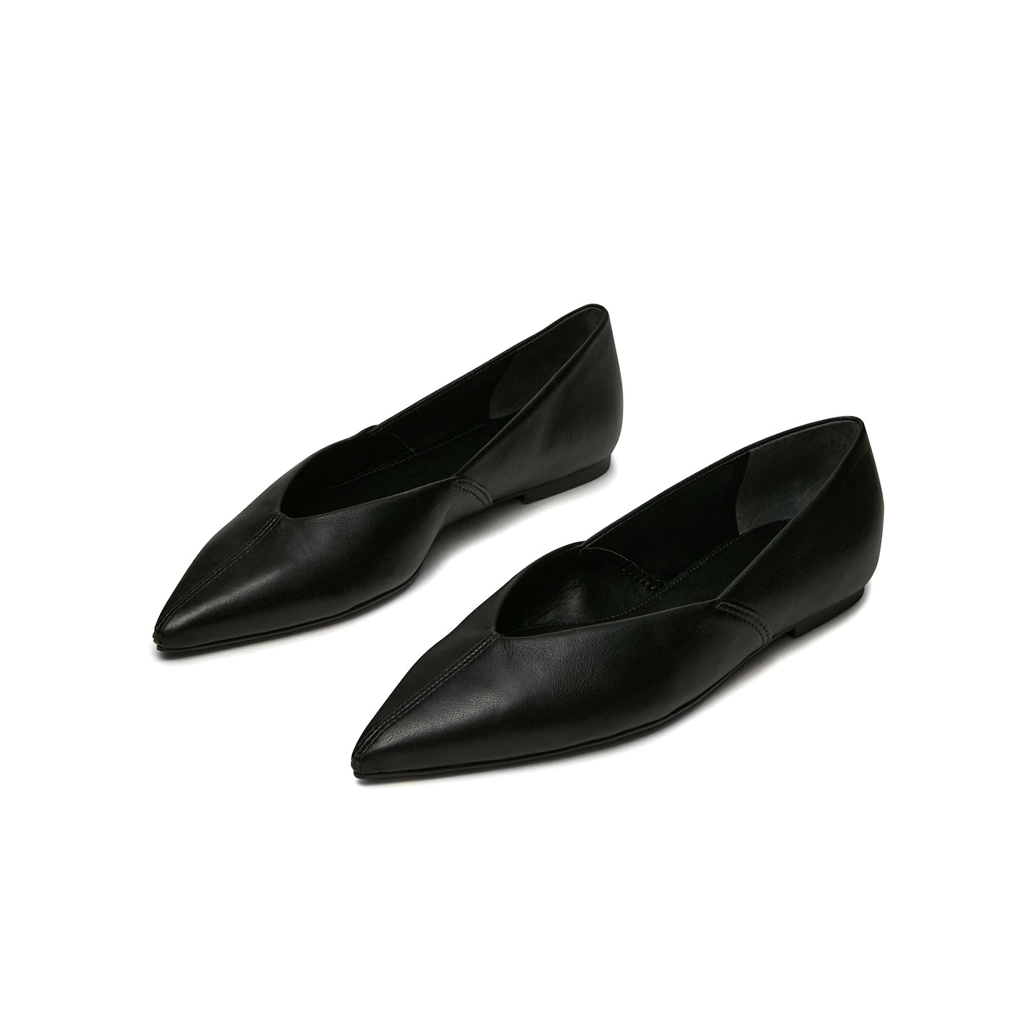 Black Pointed-Toe Slip-On Stylish Flats