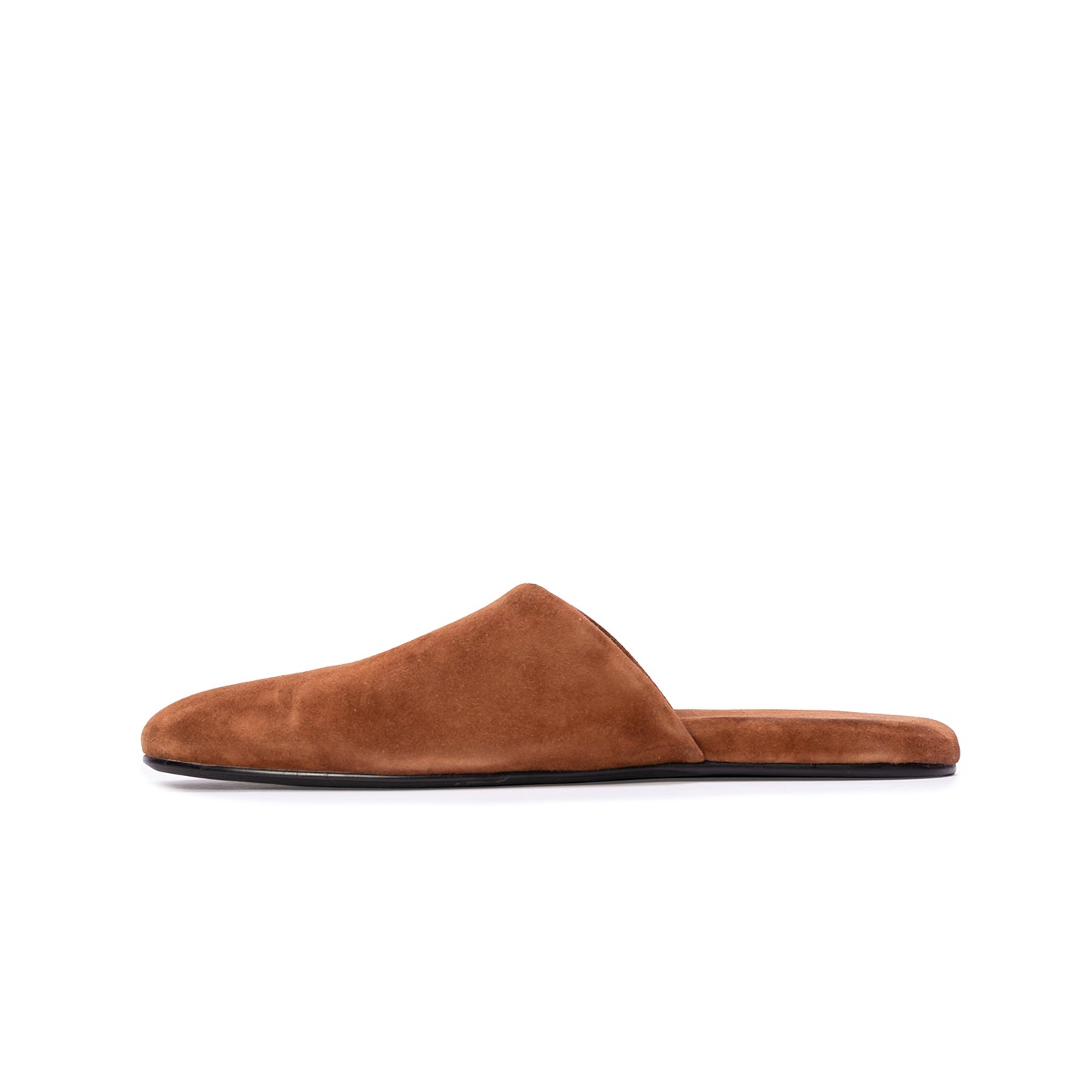 Brown Faux Suede Round-Toe Slip-on Backless Ballet Flats