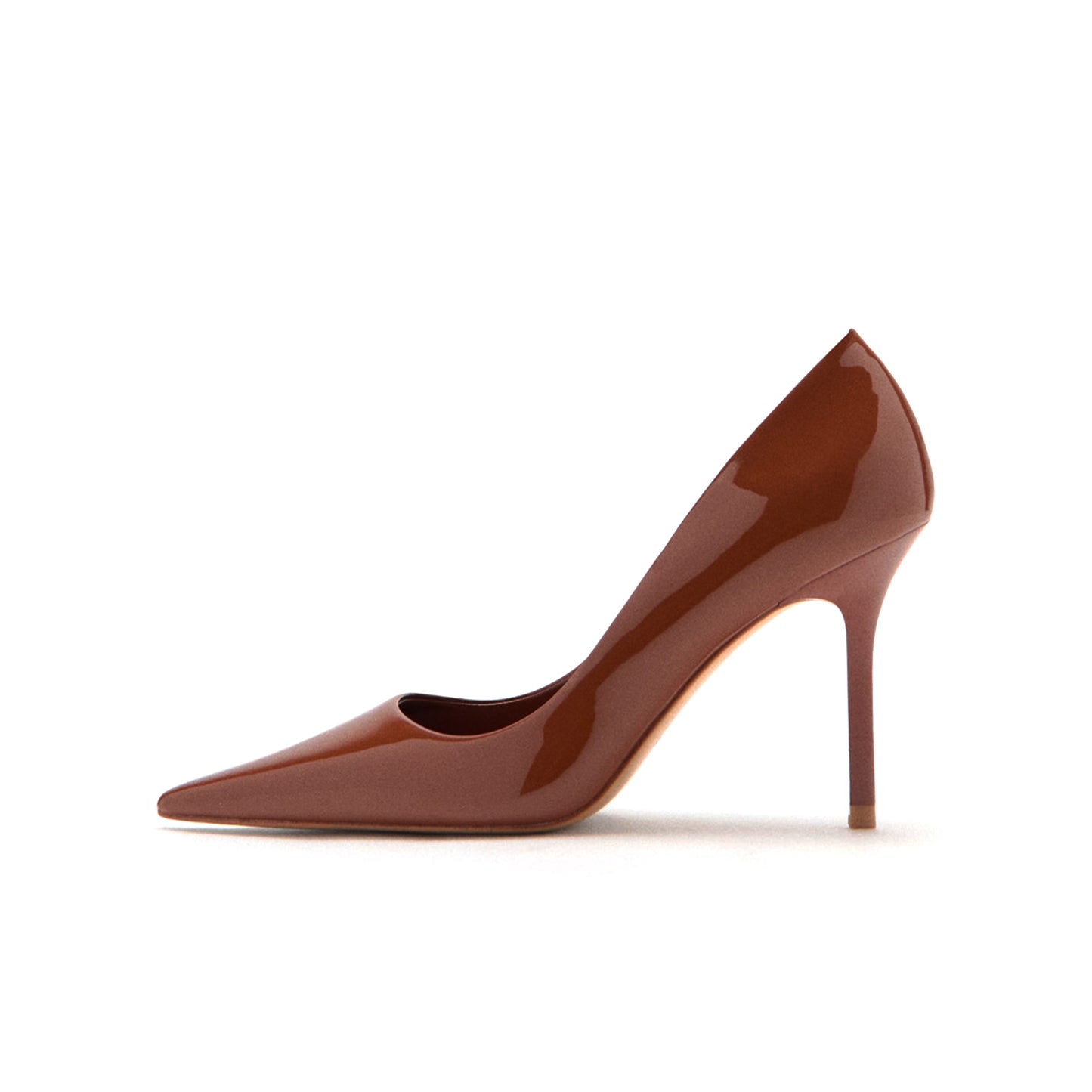 Patent Cognac Pointed-Toe Classic Slip-On Stiletto High Heels