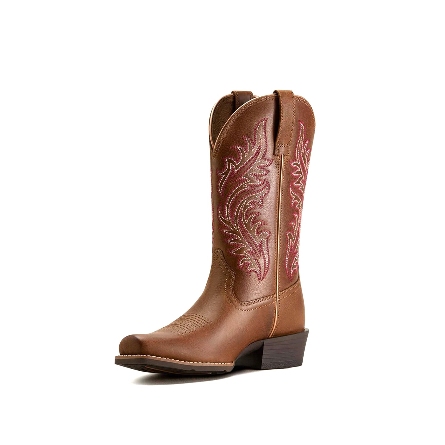 Brown Square-Toe Classic Embroidery Mid Calf Cowgirl Boots For Women