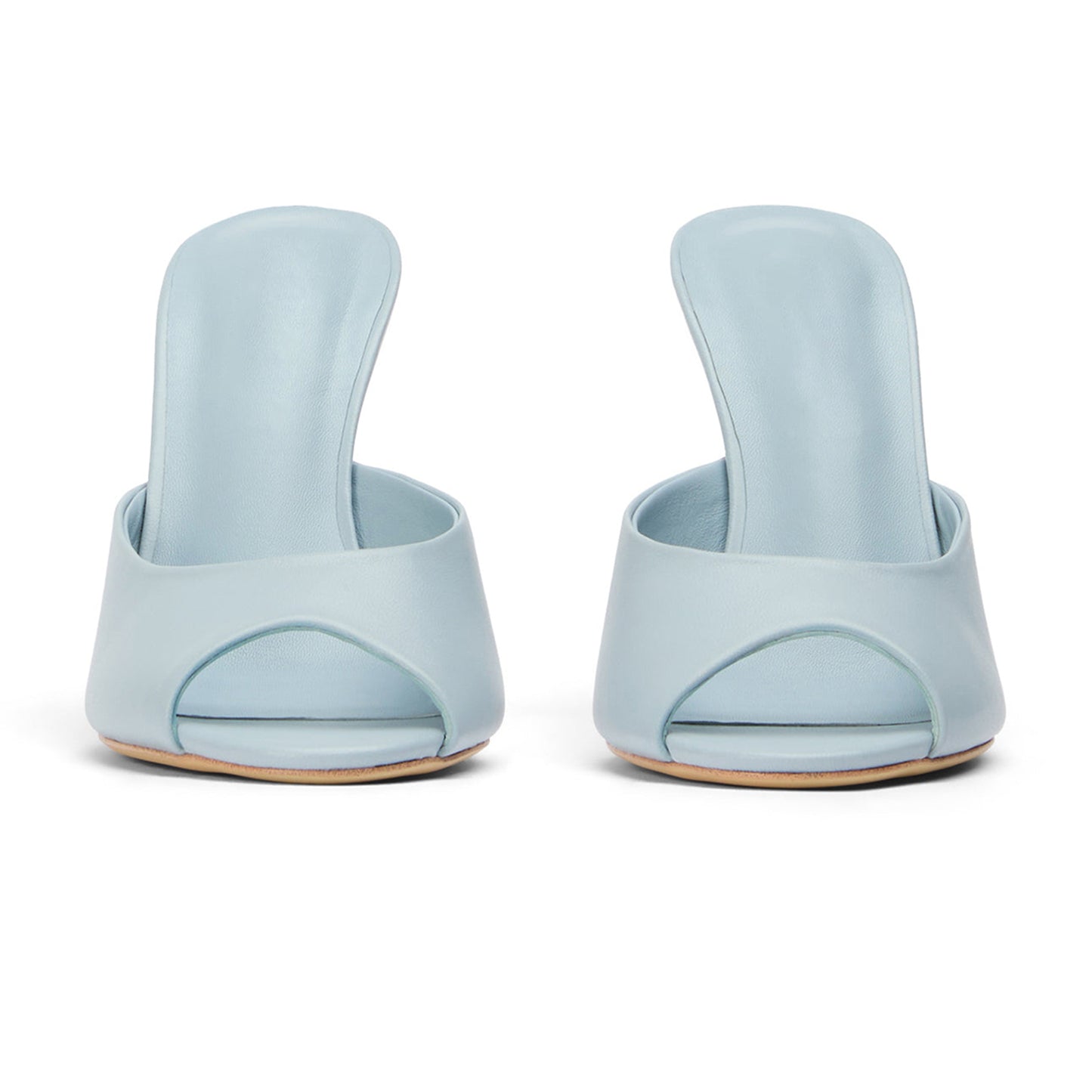 Blue Peep Round-Toe Slip-On Backless Stiletto High Heels