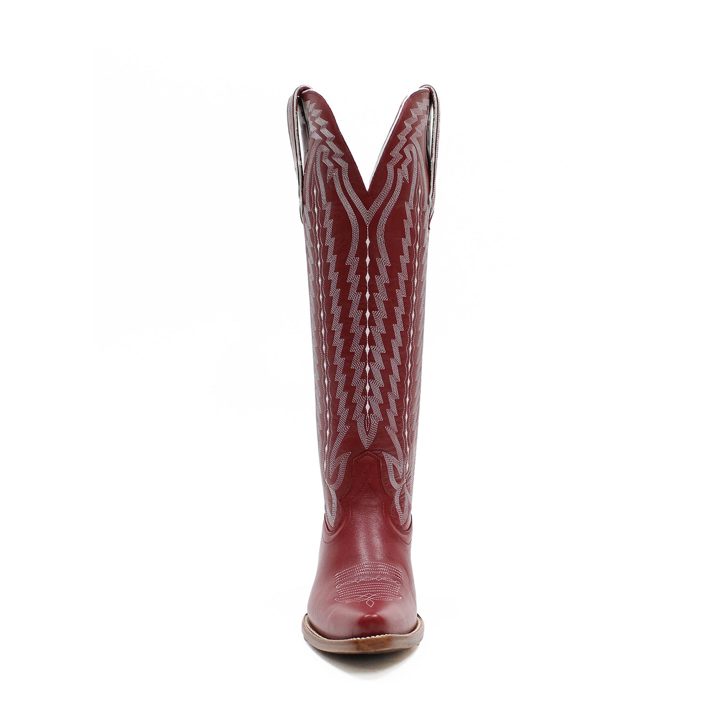 Red Snip-Toe Western Embroidery Classic Wide Calf Knee High Cowgirl Boots