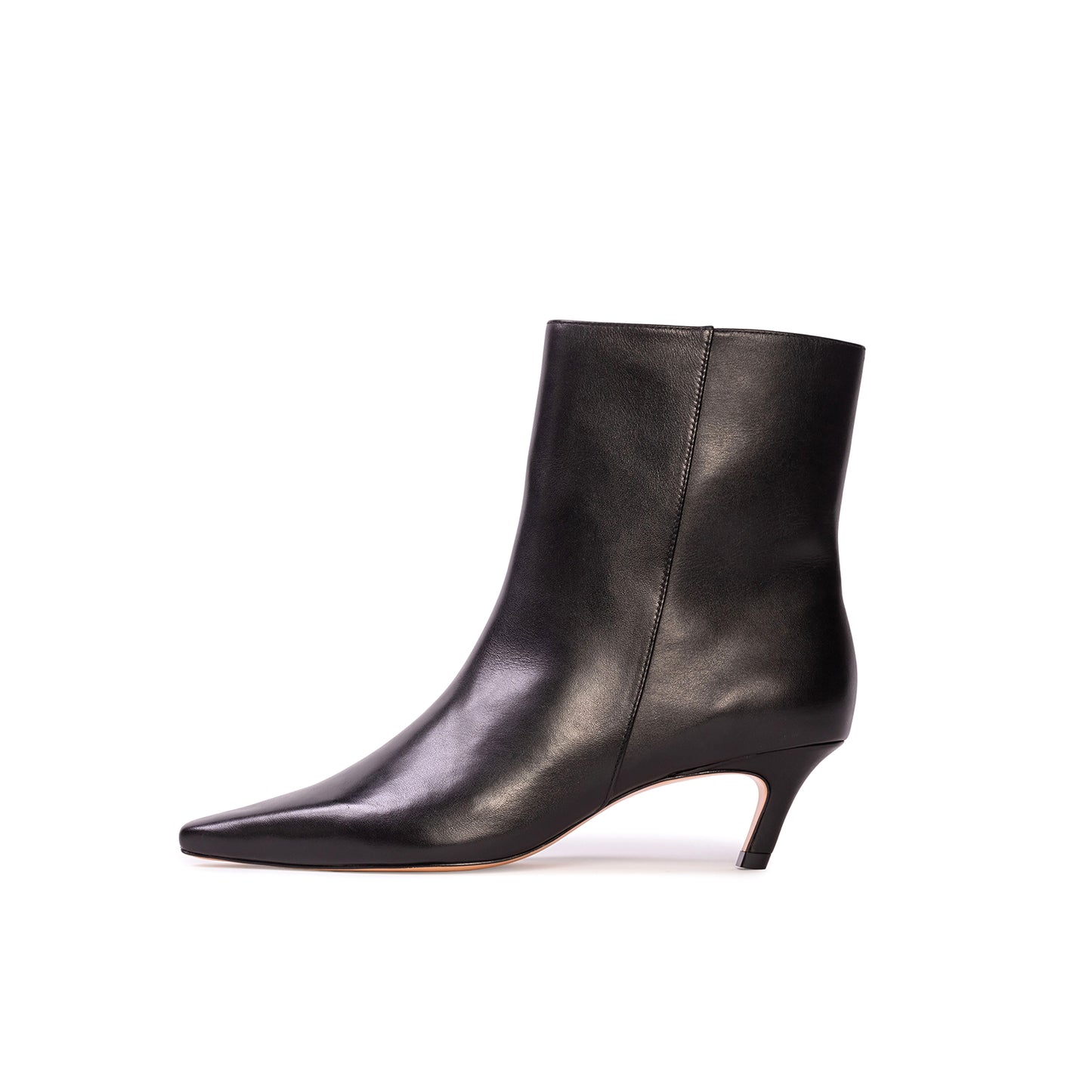 Black Pointed-Toe Simple Short Ankle Heel Boots