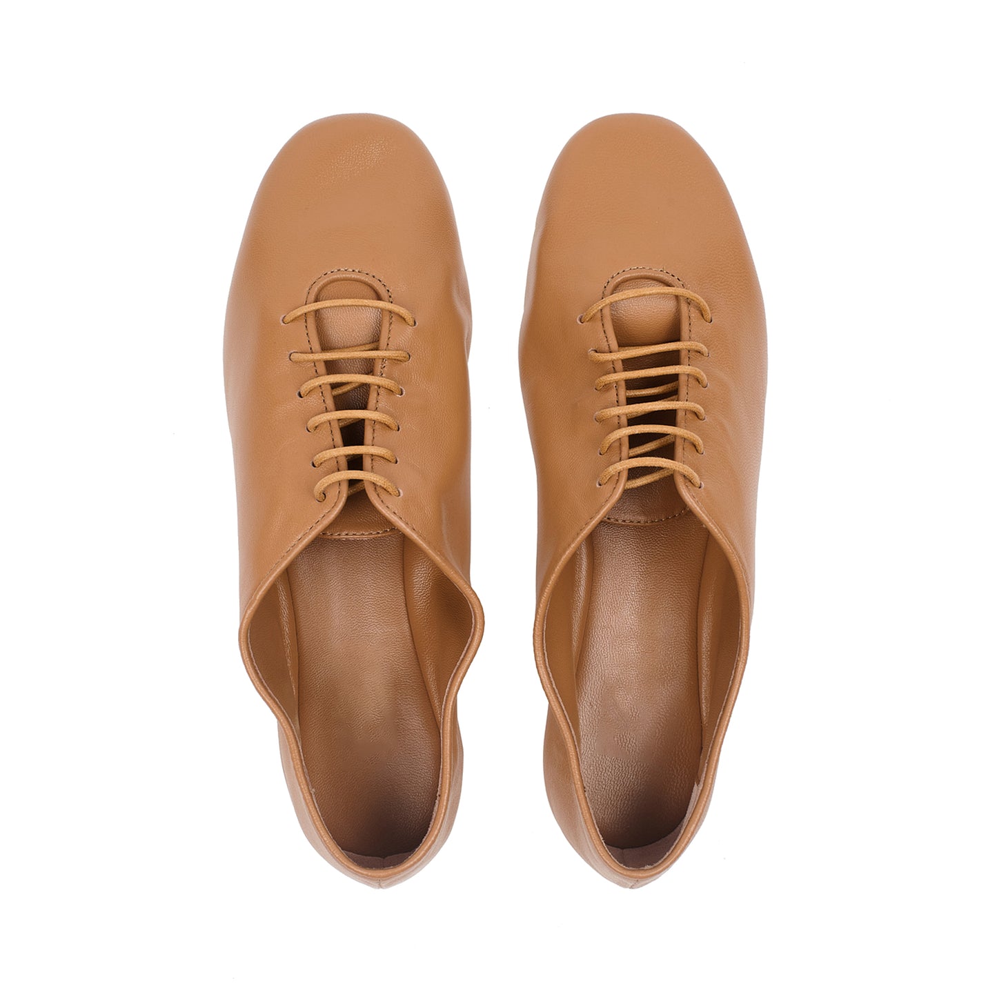 Camel Square-Toe Lace-Up Slip-On Slippers Flats