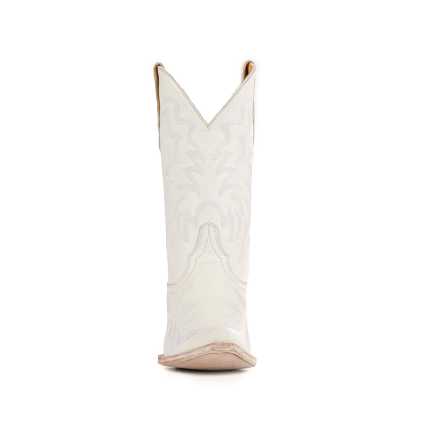 White Snip-Toe Delicate Embroidery Mid Calf Chic Cowgirl Boots