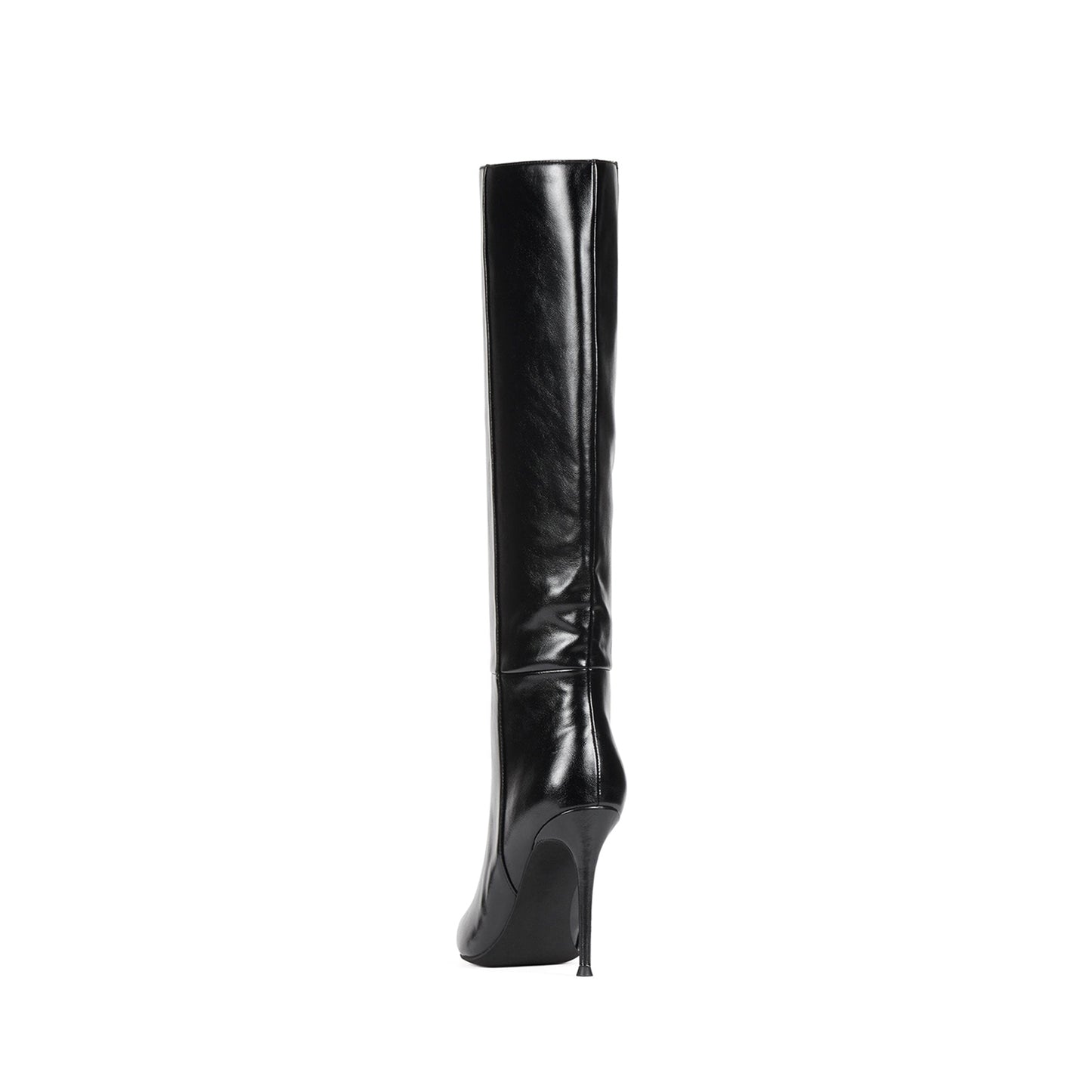 Black Pointed-Toe Sleek Chic Wide Calf Knee High Stiletto Boots