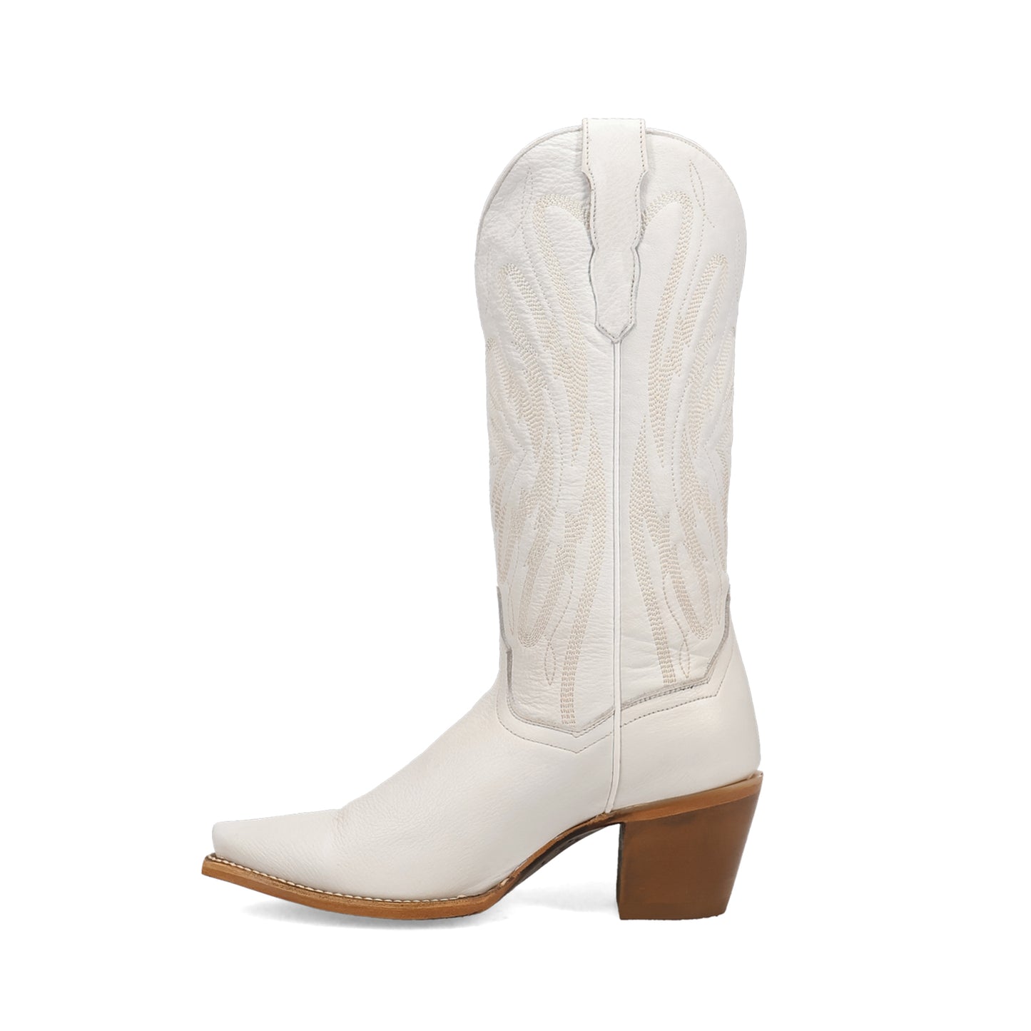 White Snip-Toe Chic Embroidery Western Mid Calf Cowgirl Boots