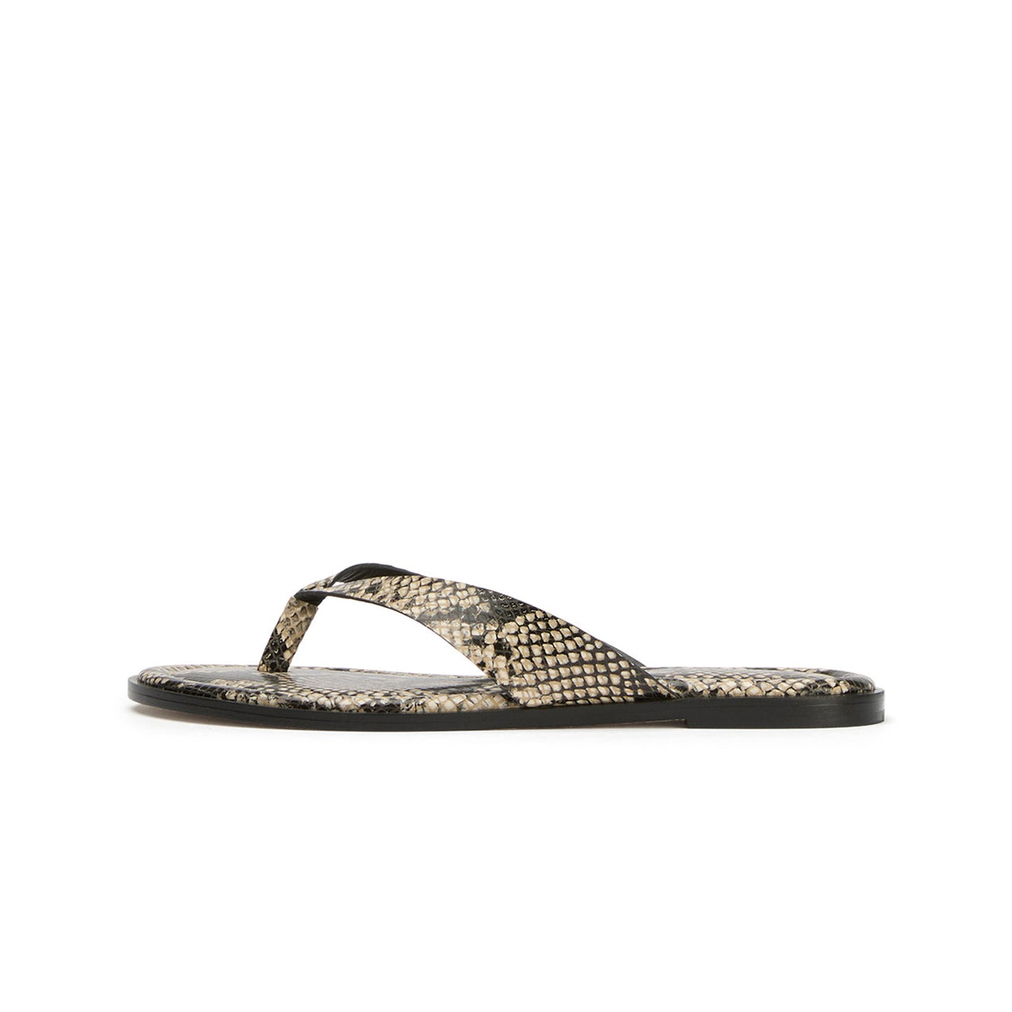 Snakeskin Round-Toe Slip-On Flip-Flops Sandal Flats