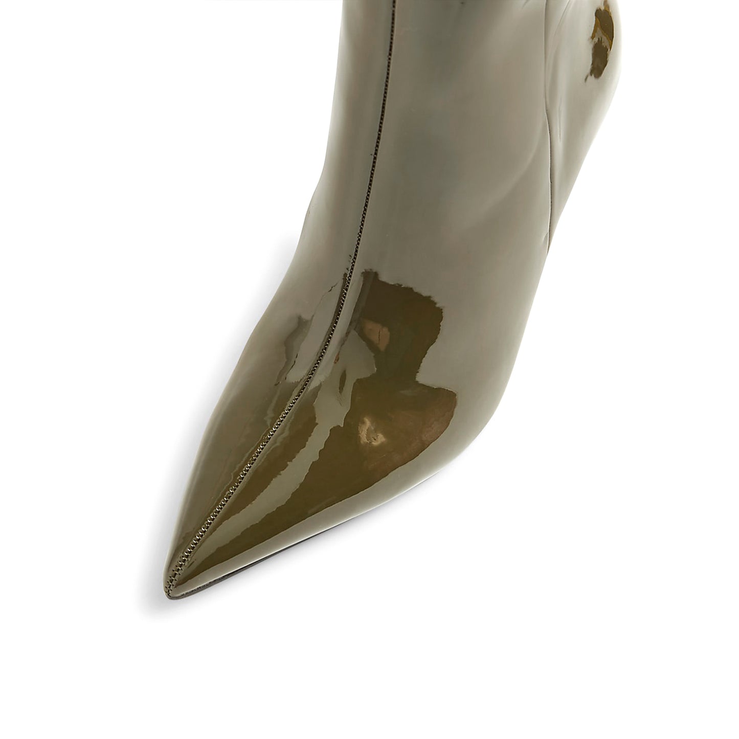 Patent Green Pointed-Toe Sleek Full-Zip Knee High Stiletto Boots