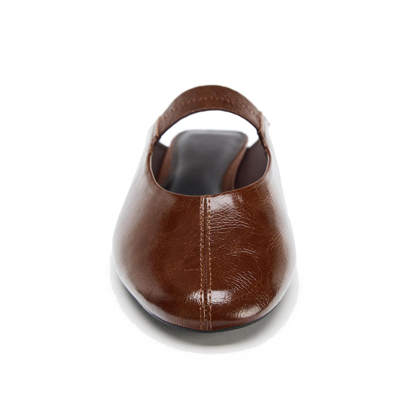 Brown Round-Toe Mary Jane Backless Chic Flats
