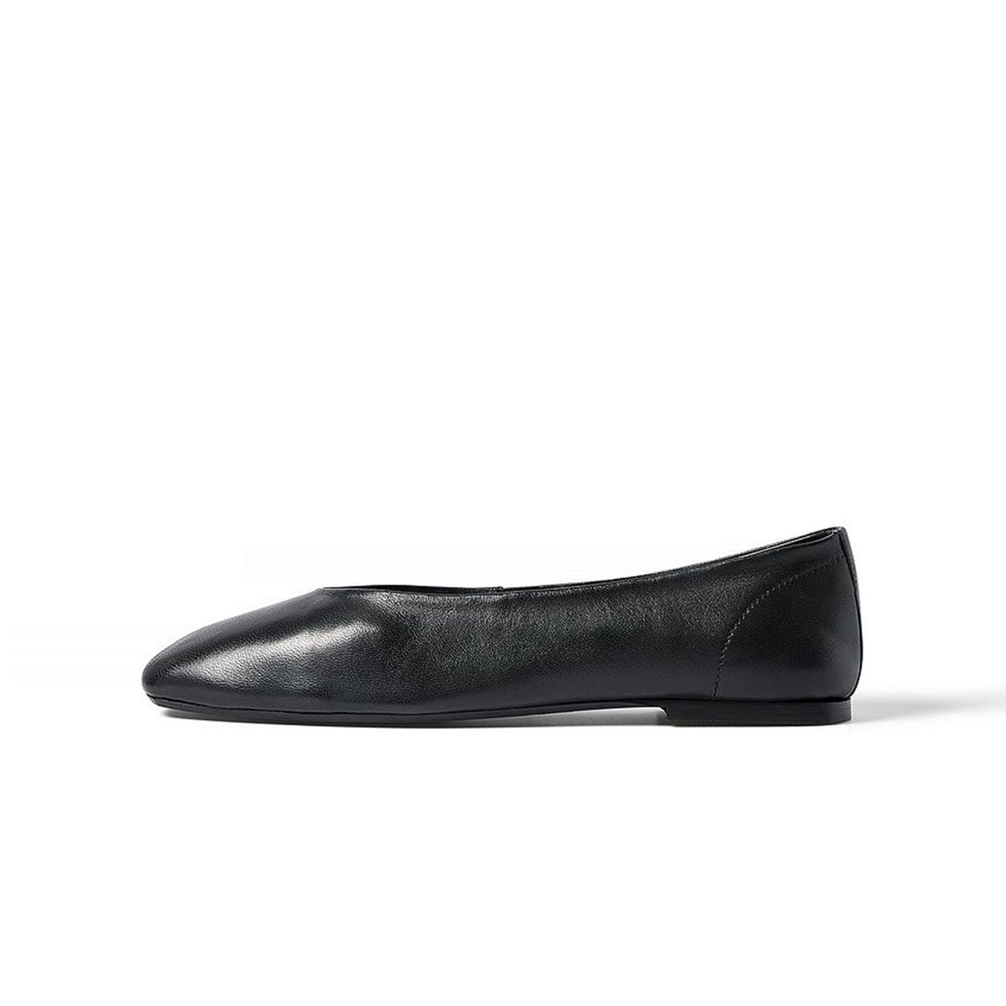 Black Square-Toe Classic Slip-On Simple Ballet Flats