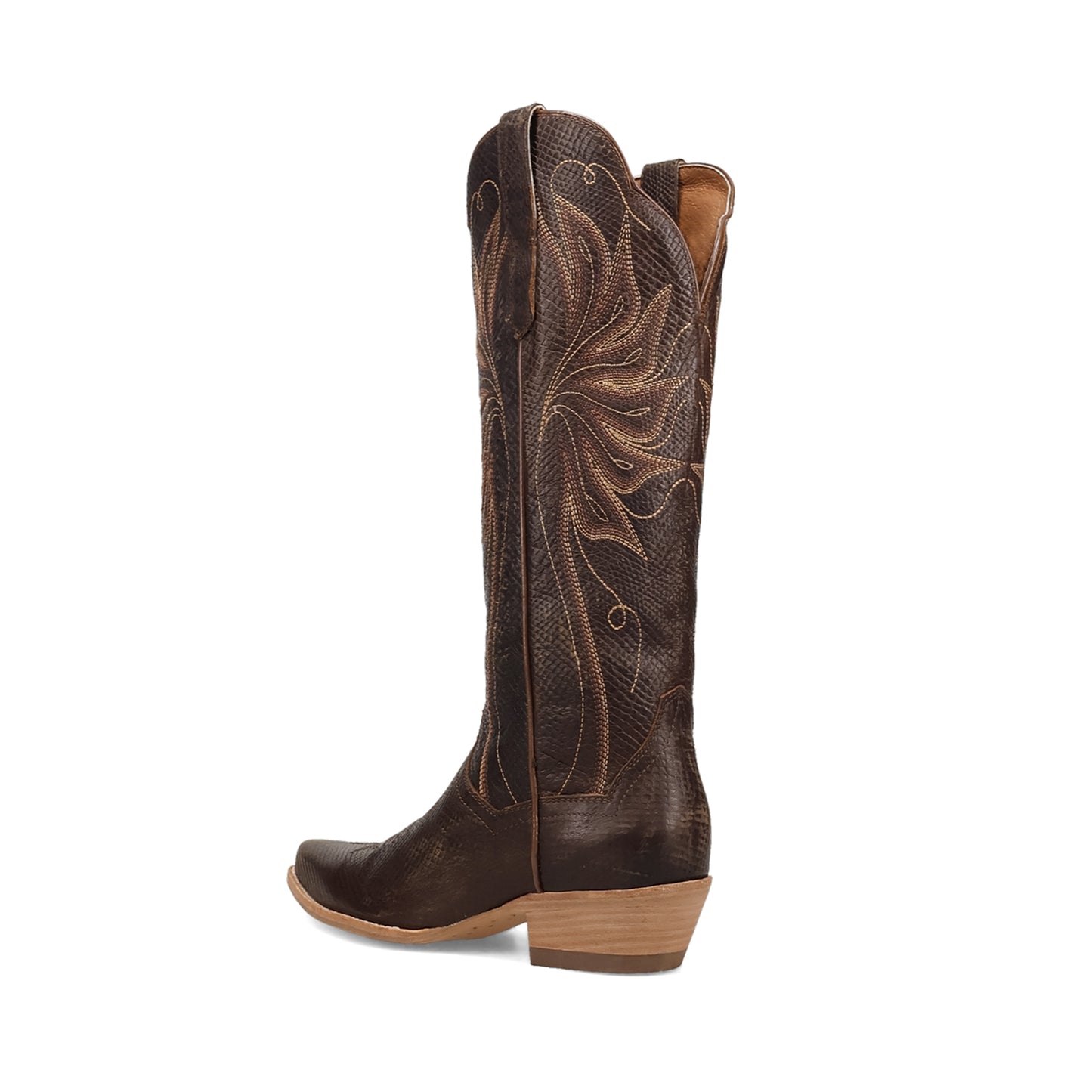 Brown Snip-Toe Grace Embroidery Mid Calf Cowgirl Boots