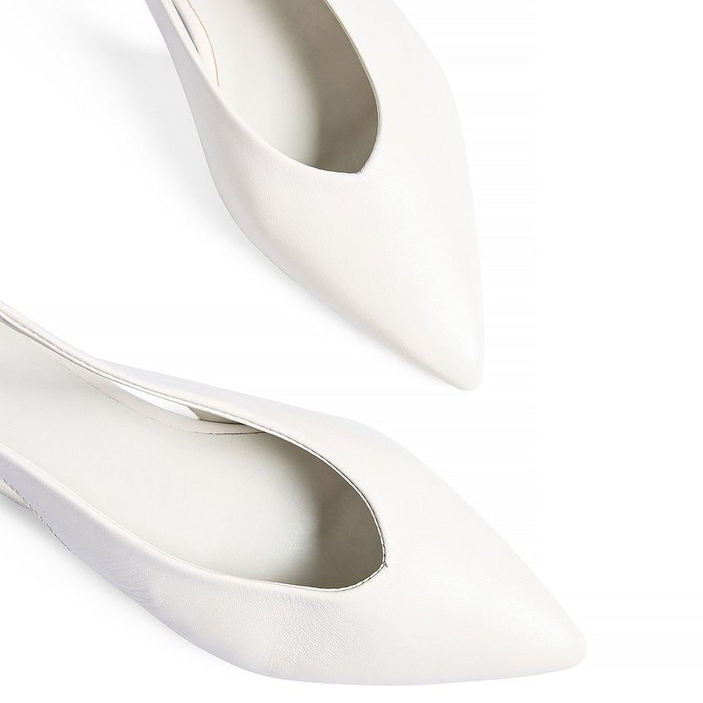 White Pointed-Toe Classic Slip-On Slingback Flats