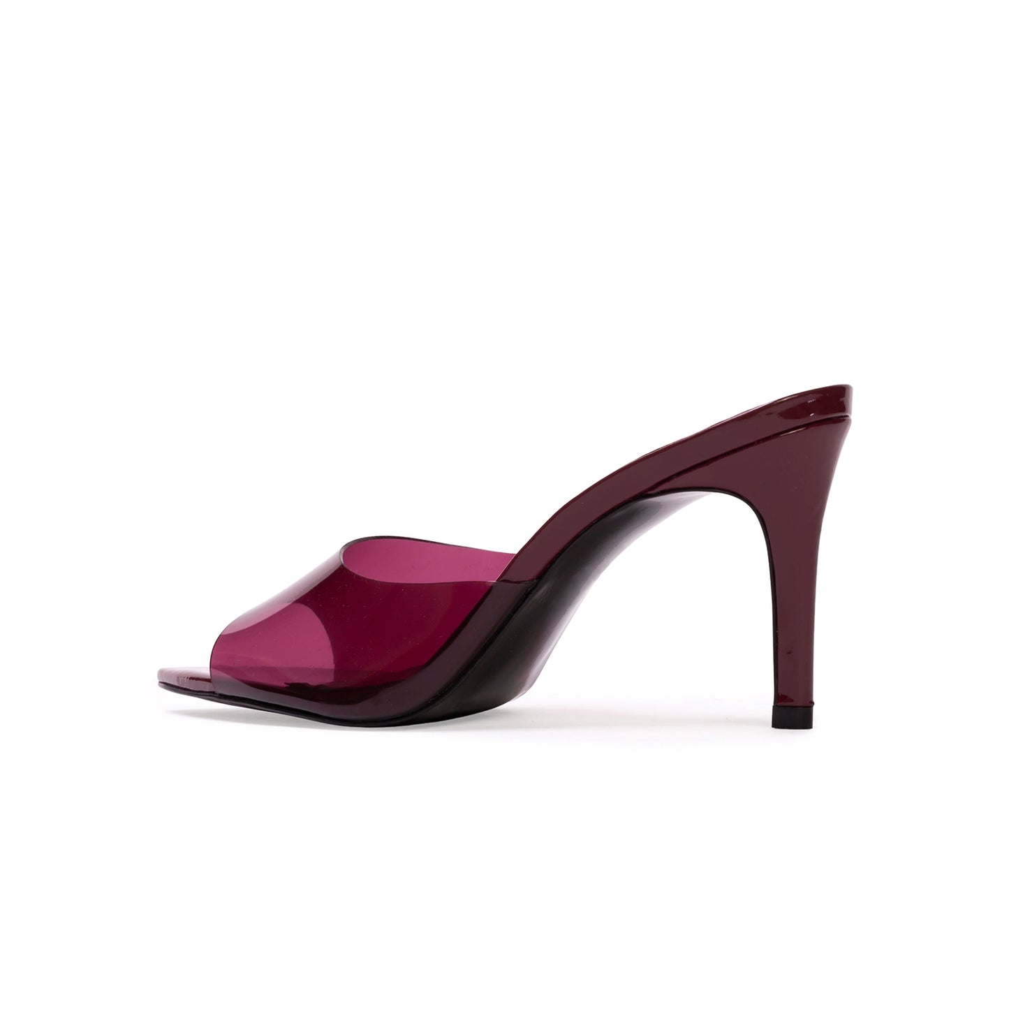 Red TPU Film Pointed-Toe Backless High Heels