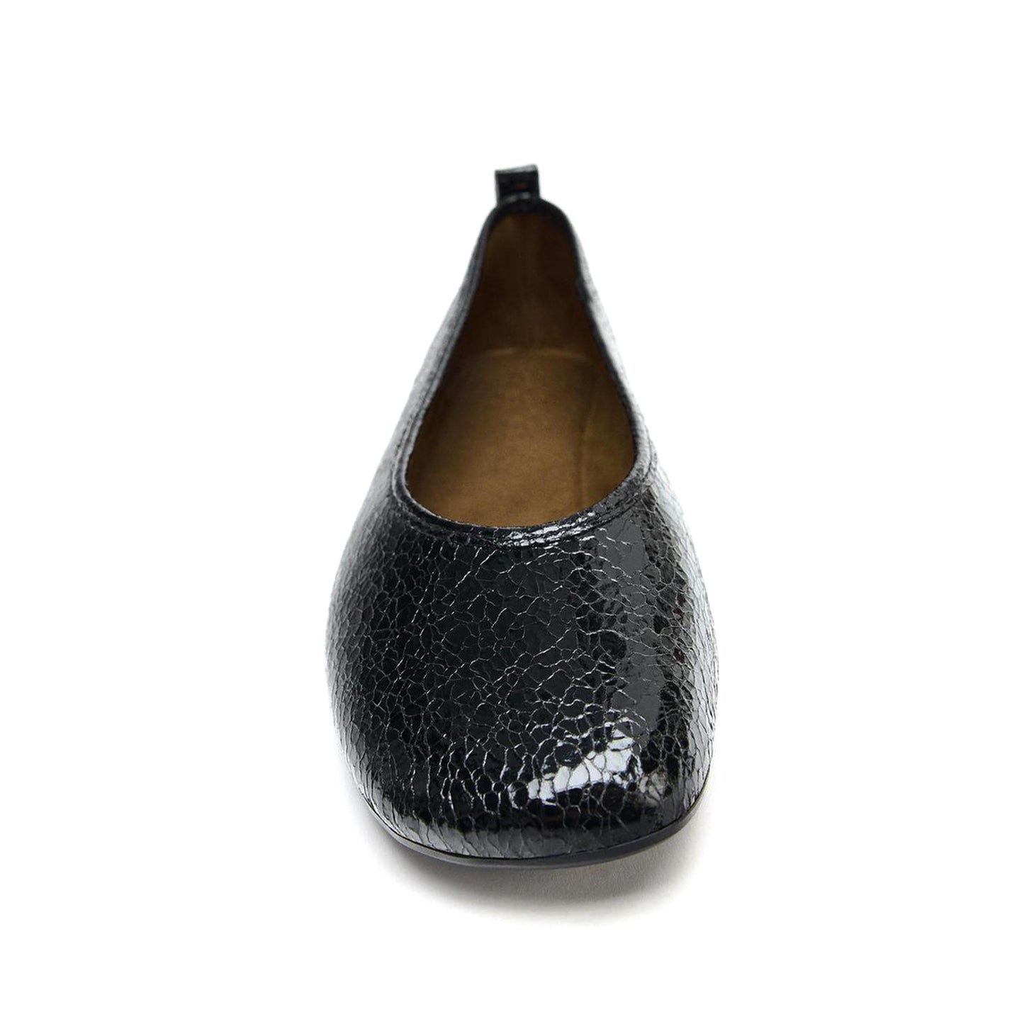 Crinkle Black Square-Toe Slip-On Ballet Flats