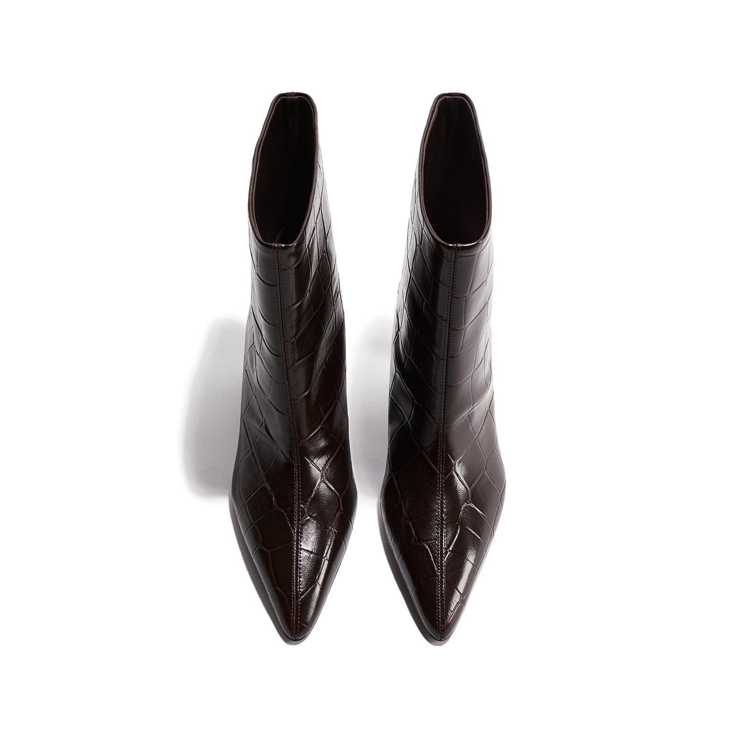 Dark Brown Stone Print Pointed-Toe Ankle Stiletto Boots