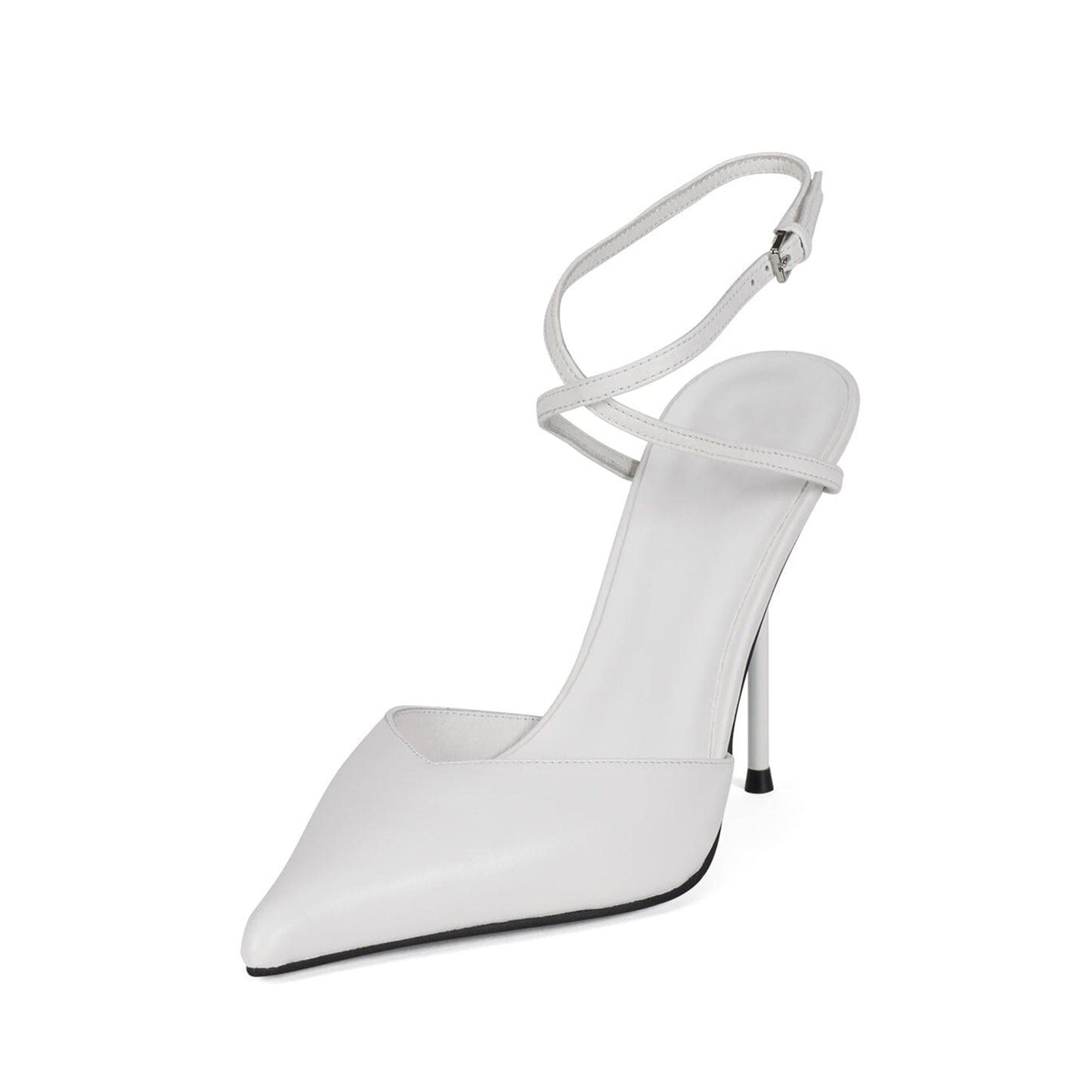 Ivory Pointed-Toe Slingback Simple Pumps High Heels