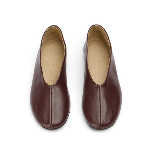 Burgundy Round-Toe Sleek Slip-On Ballet Flats