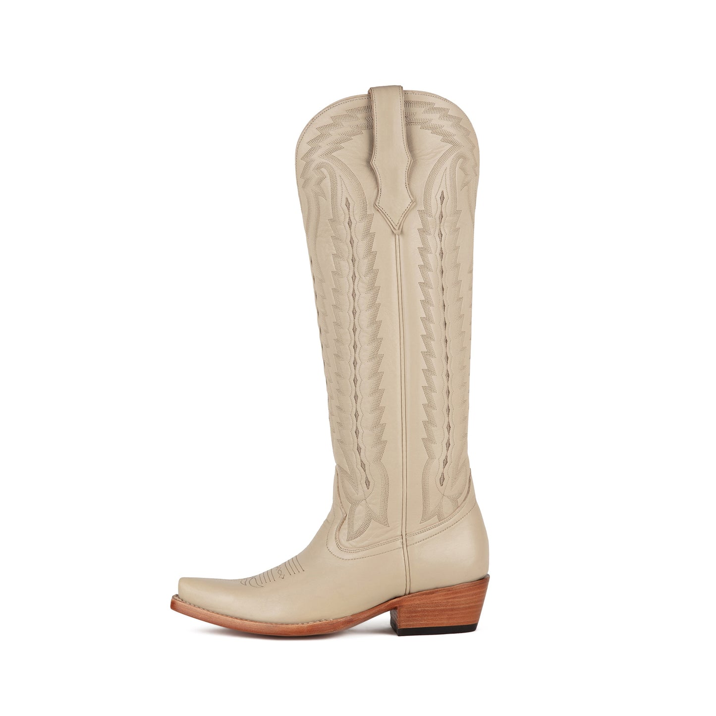 Taupe Snip-Toe Western Embroidery Classic Wide Calf Knee High Cowgirl Boots