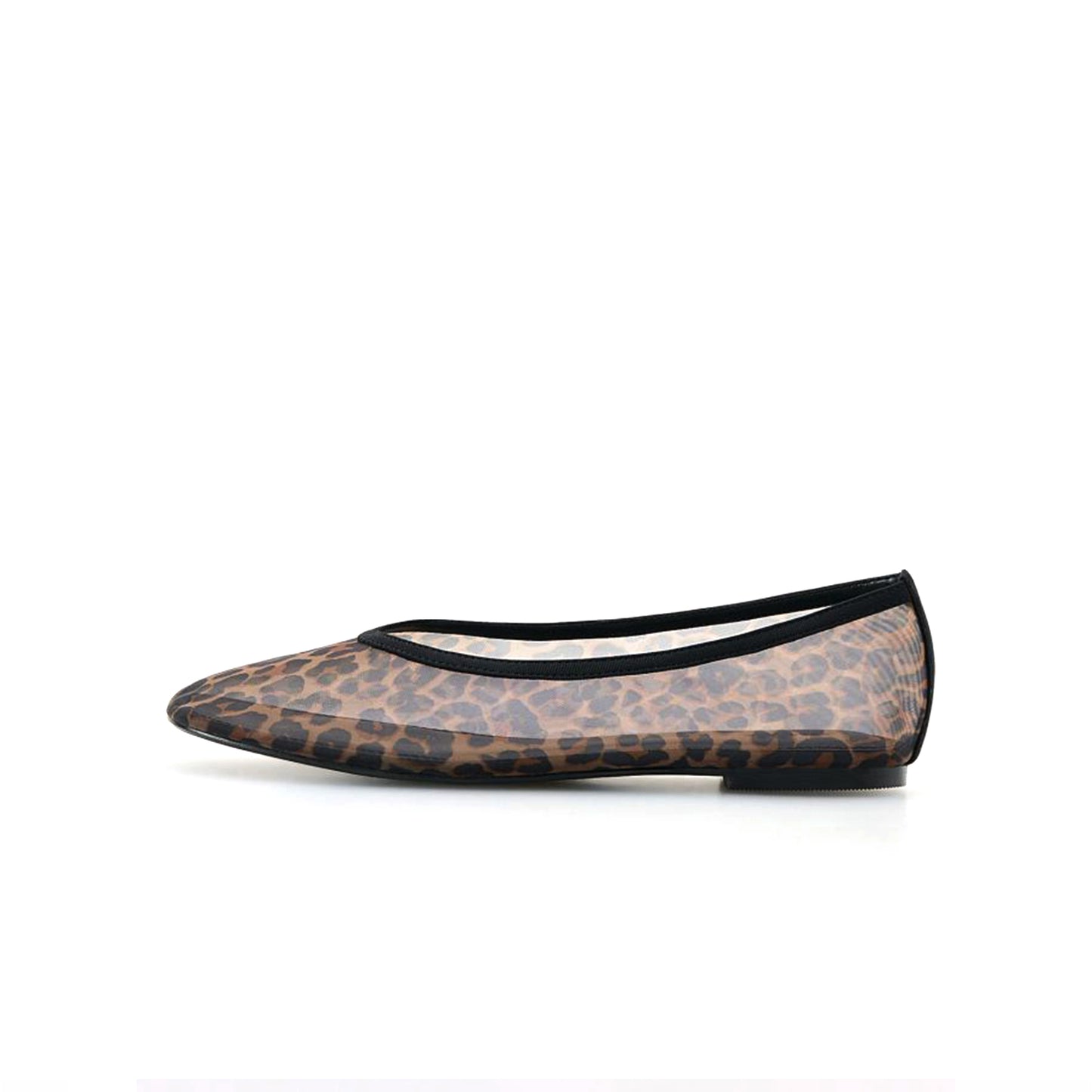 Leopard Mesh Square-Toe Simple Ballet Flats