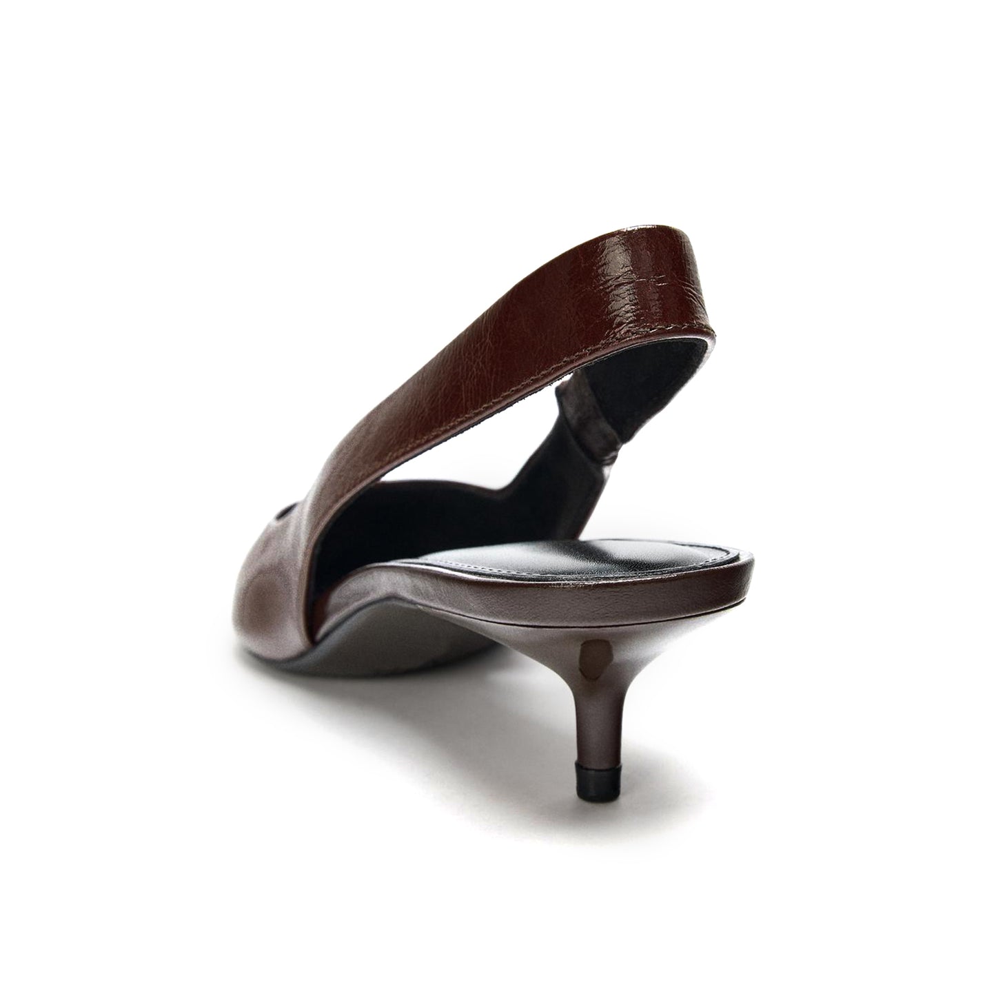 Burgundy Pointed-Toe Simple Elastic Slingback Kitten Heels