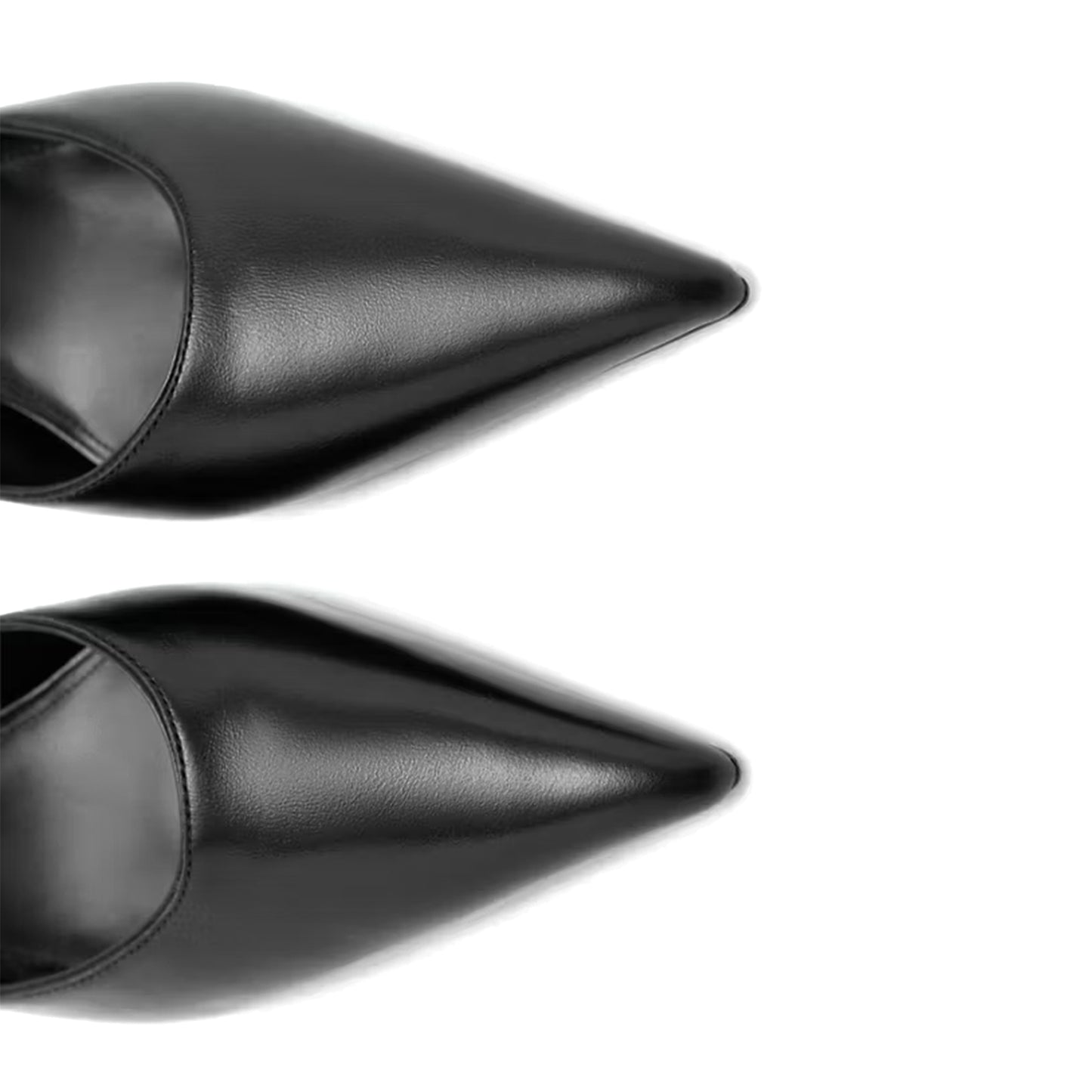 Black Vegan Leather Pointed-Toe Chic Backless Kitten Heels