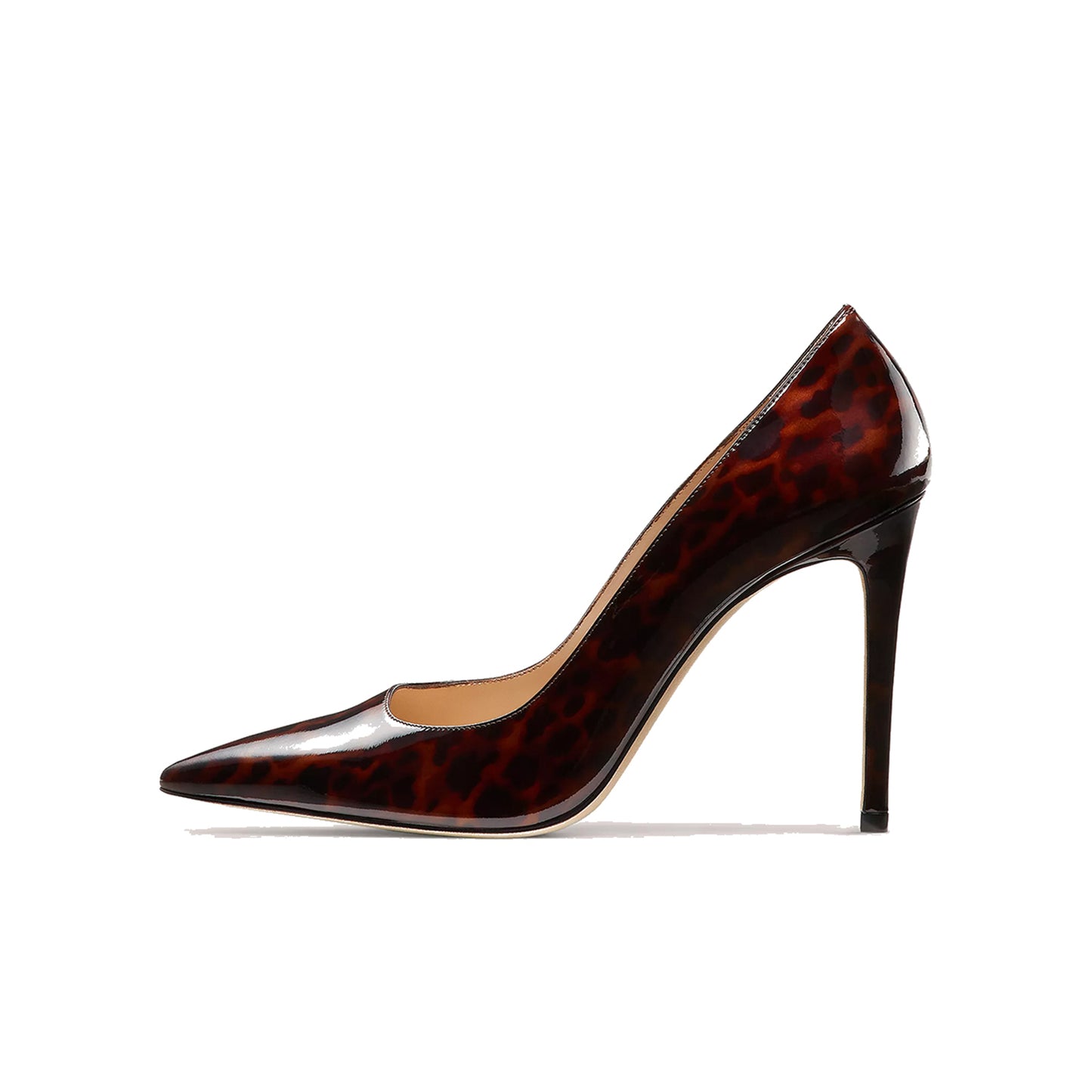 Patent Leopard Pointed-Toe Slip-On High Heels