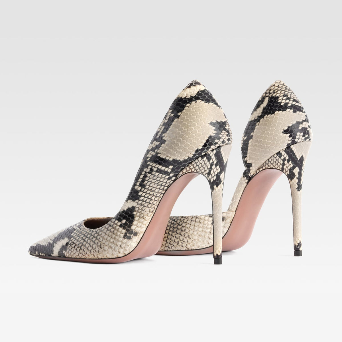 Clear Snakeskin Pattern Vegan Leather Pointed-Toe Slip-On Pumps High Heels