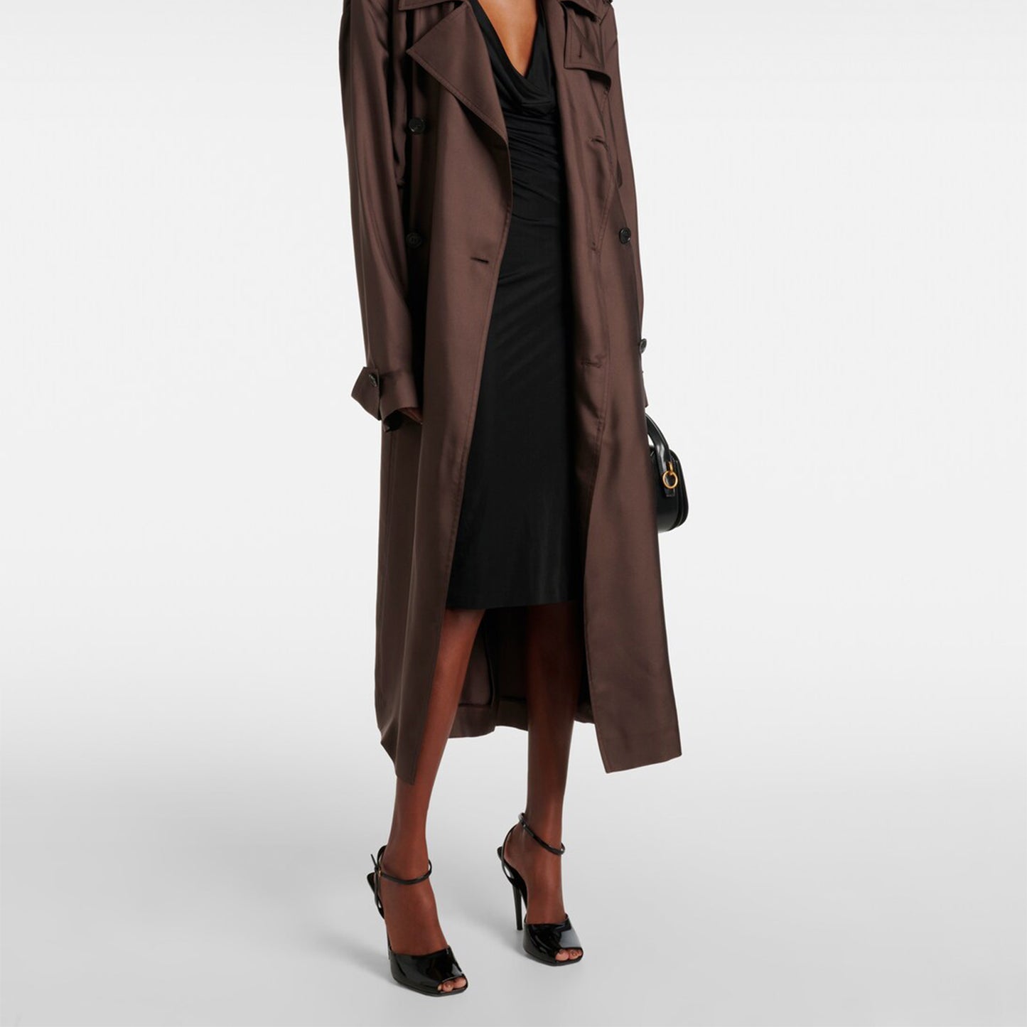 Patent Black Square-Toe Ankle Strap High Heels