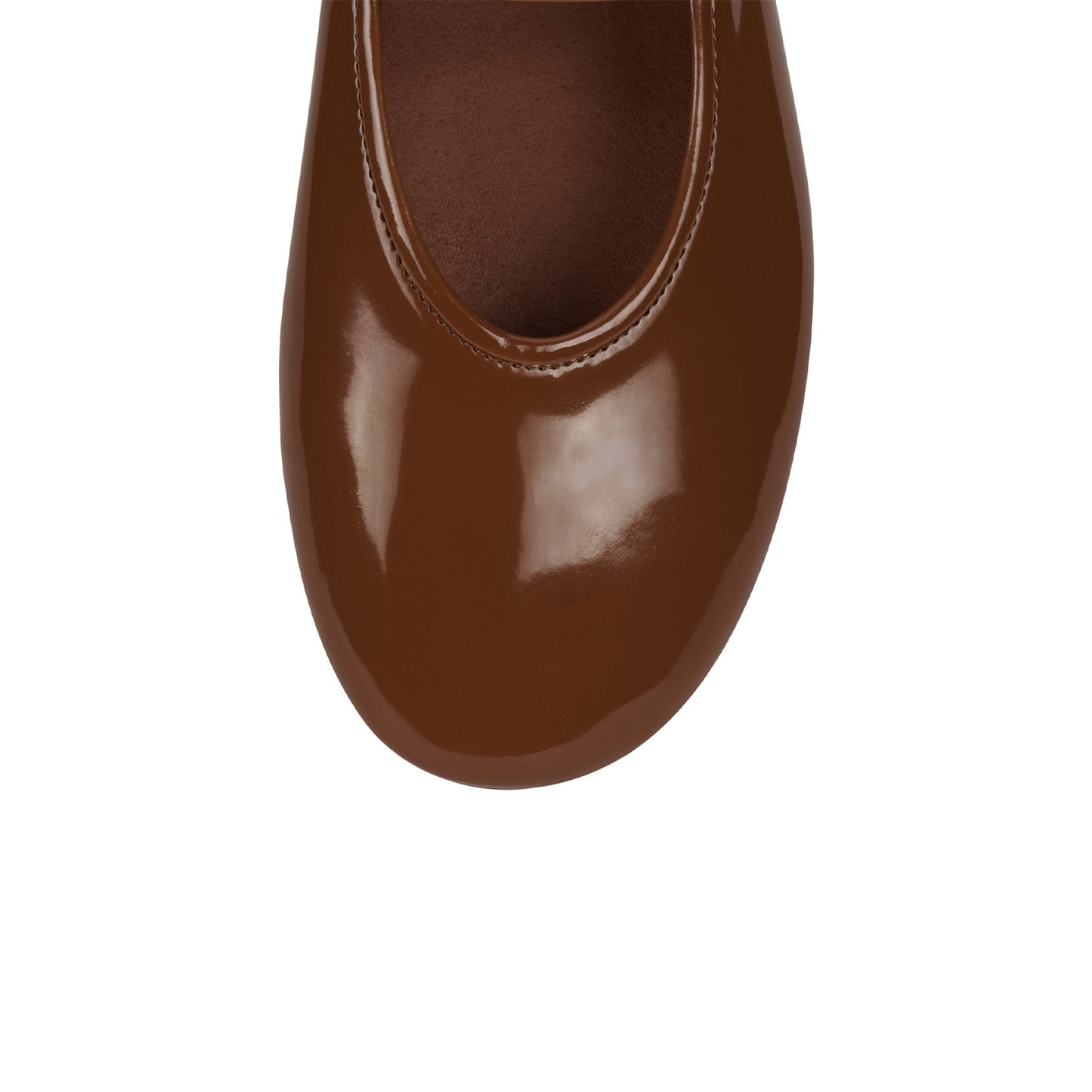 Patent Caramel Round-Toe Mary Jane Chic Ballet Flats