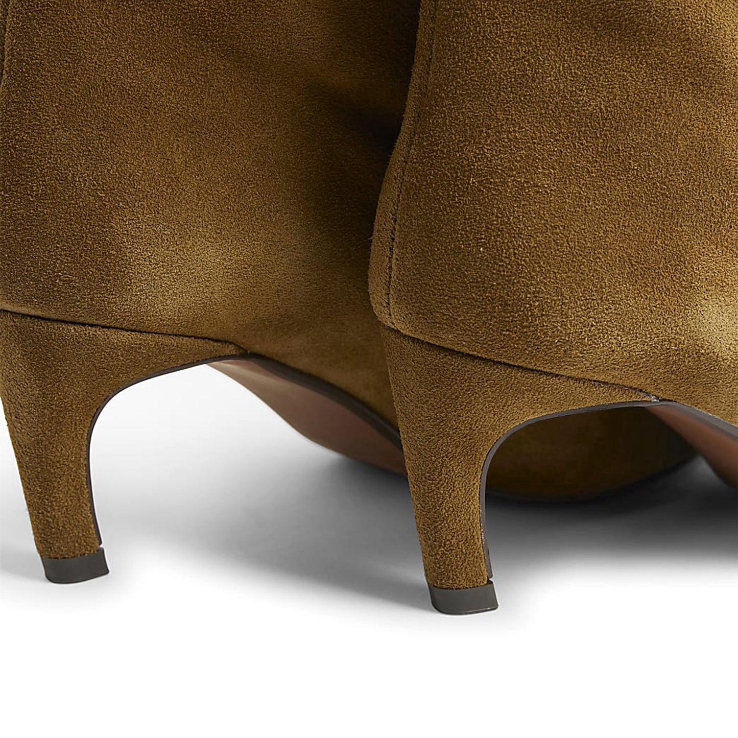 Brown Faux Suede Pointed-Toe Sleek Wide Calf Knee High Stiletto Boots