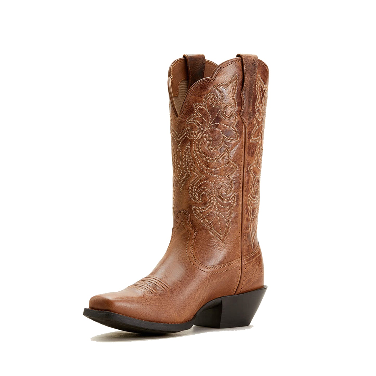 Russet Square-Toe Chic Embroidery Classic Mid Calf Cowgirl Boots