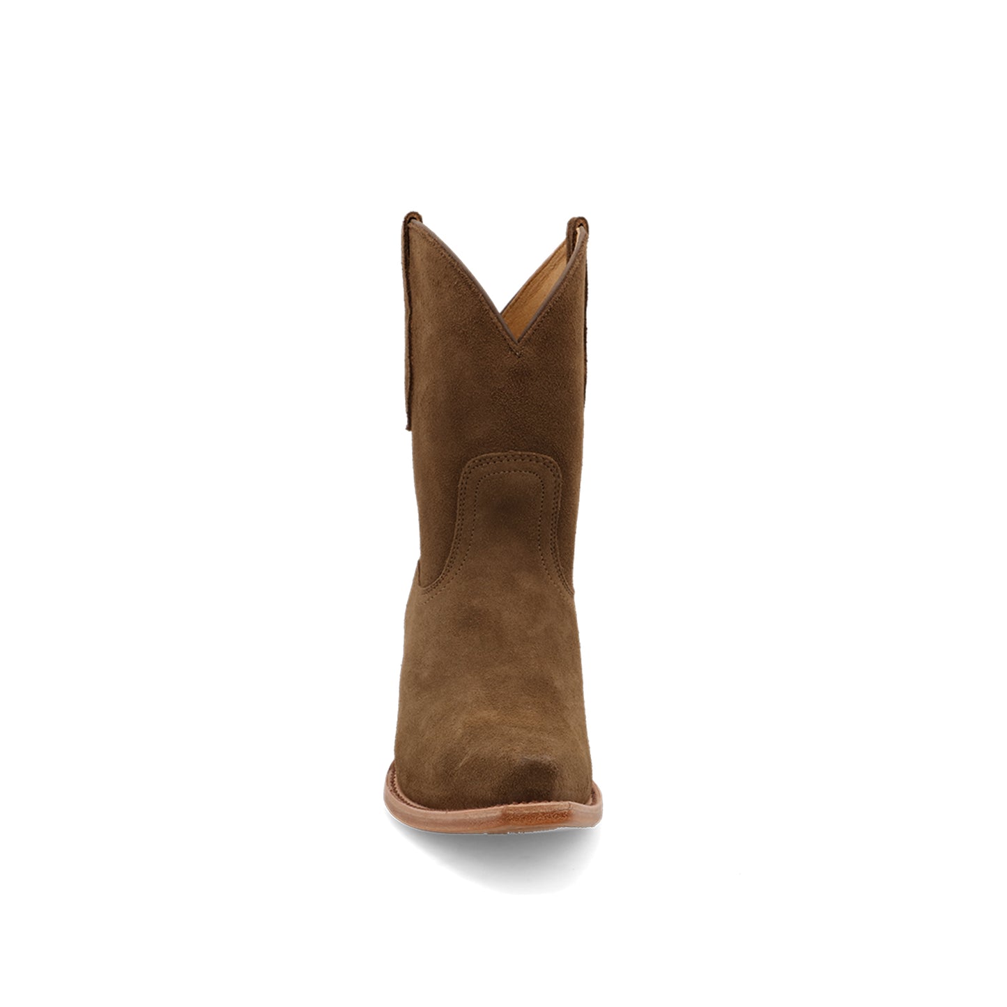 Brown Faux Suede Snip-Toe Classic Simple Ankle Cowgirl Boots