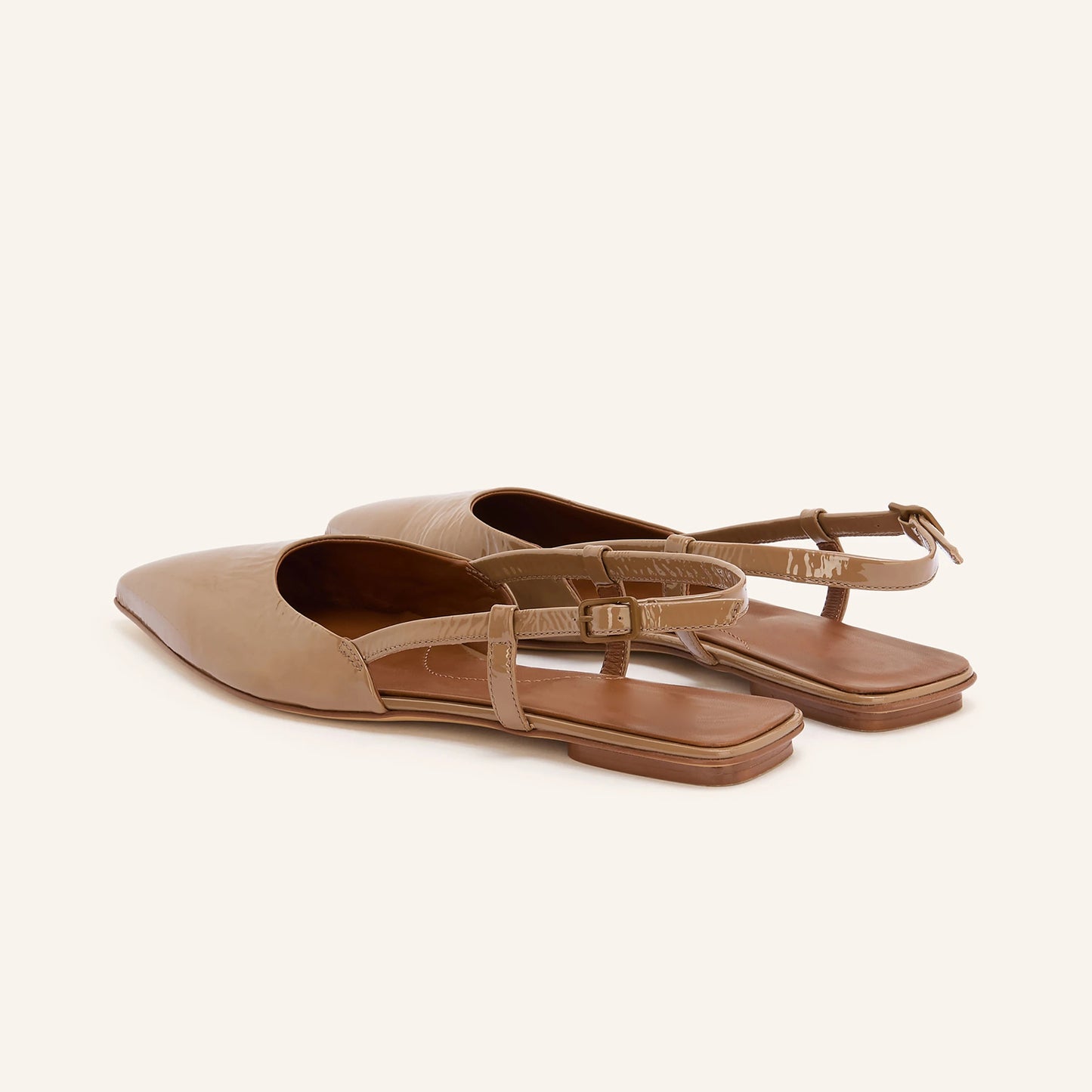 Patent Brown Pointed-Toe Chic Back Strap Stylish Flats
