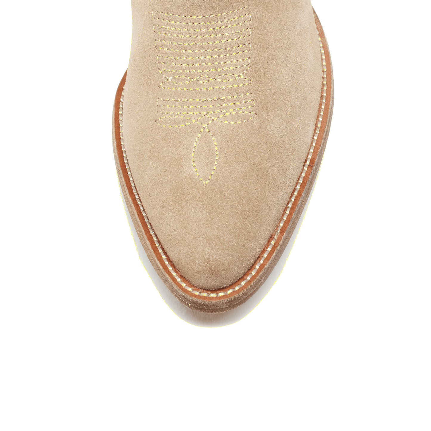 Taupe Faux Suede Round-Toe Chic Flowers Embroidery Ankle Cowgirl Boots