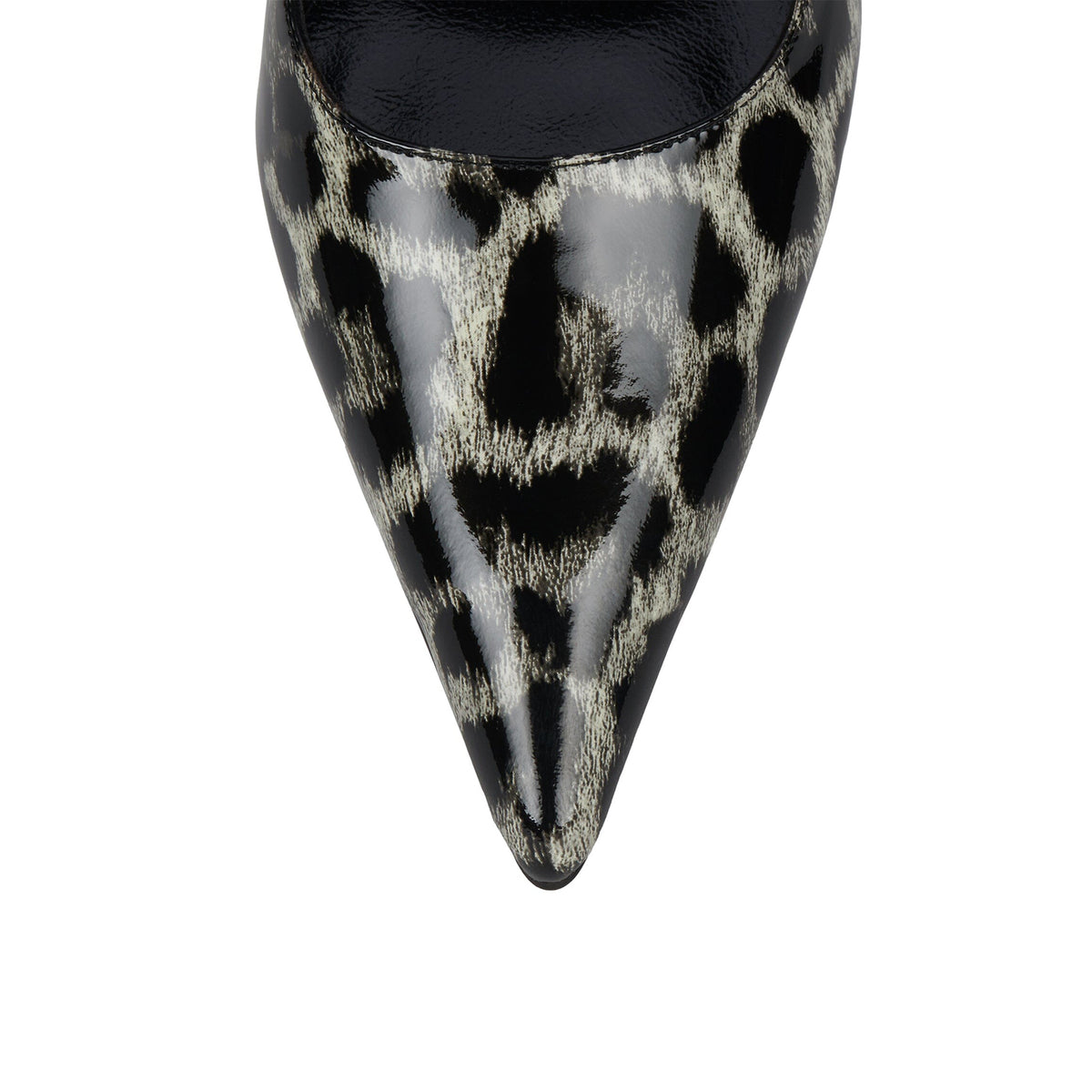 Patent Gray Leopard Pattern Pointed-Toe Slingback Chic High Heels