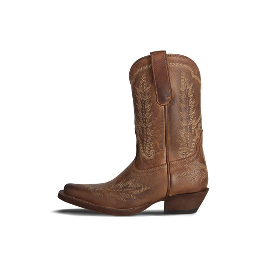 Brown Snip-Toe Western Embroidery Ankle Classic Cowgirl Boots